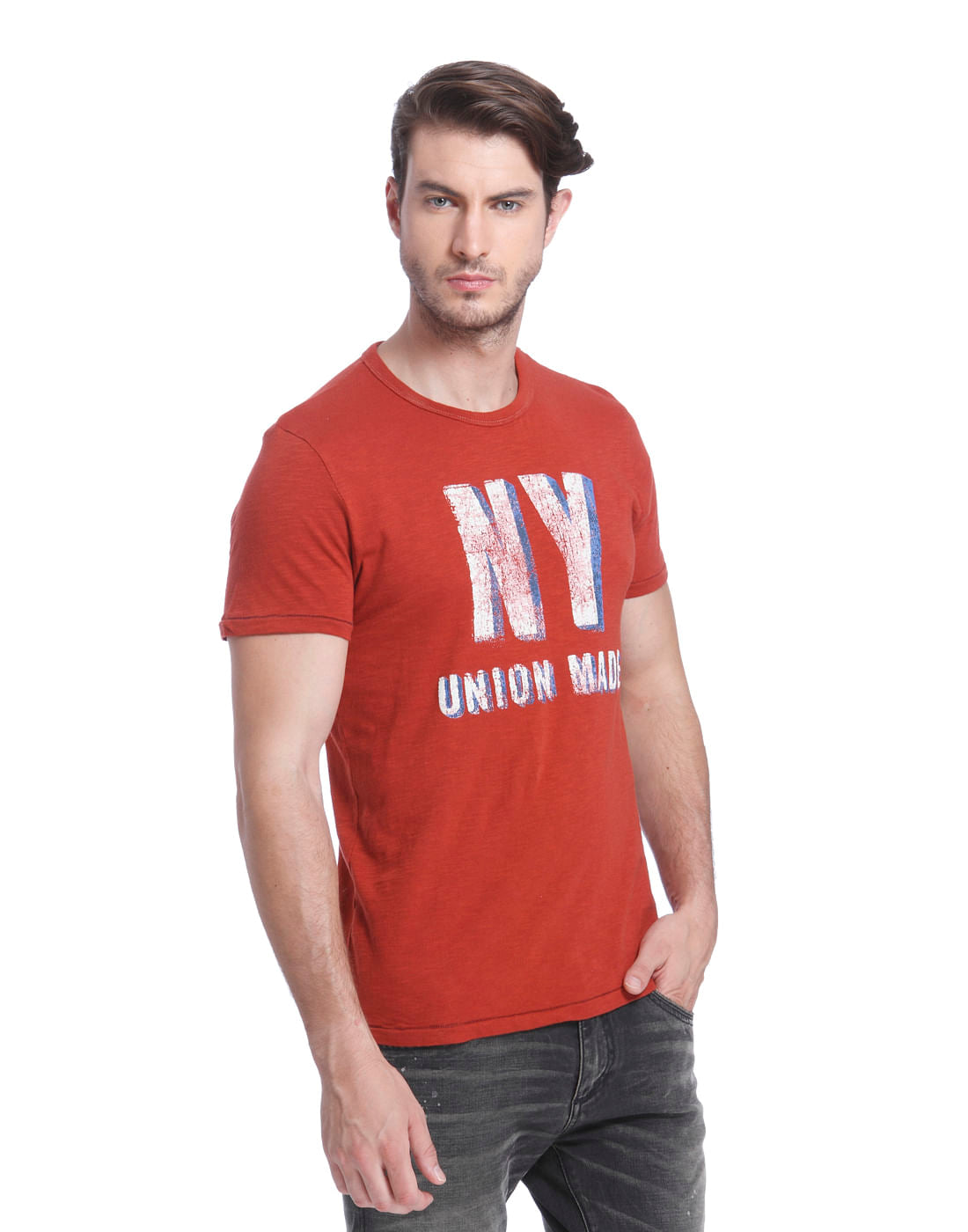 Red Graphic Print Crew Neck T-Shirt