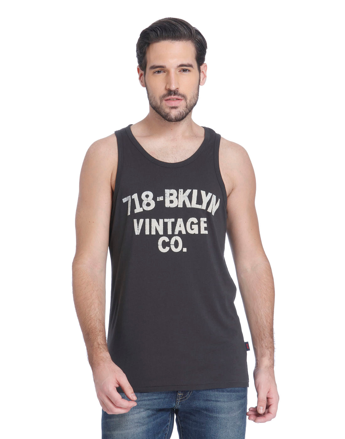 Black Graphic Print Tank Top - S