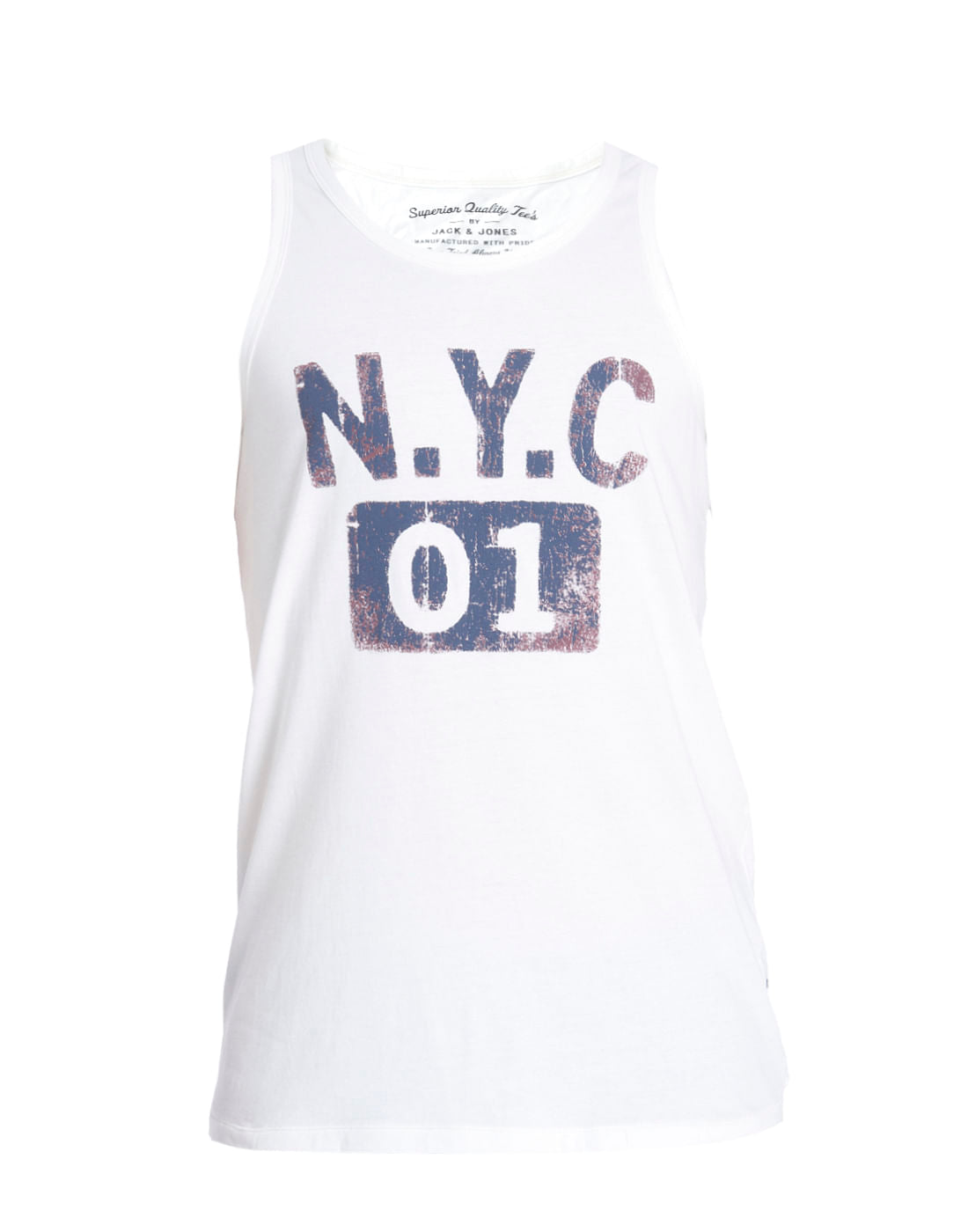 White Graphic Print Tank Top