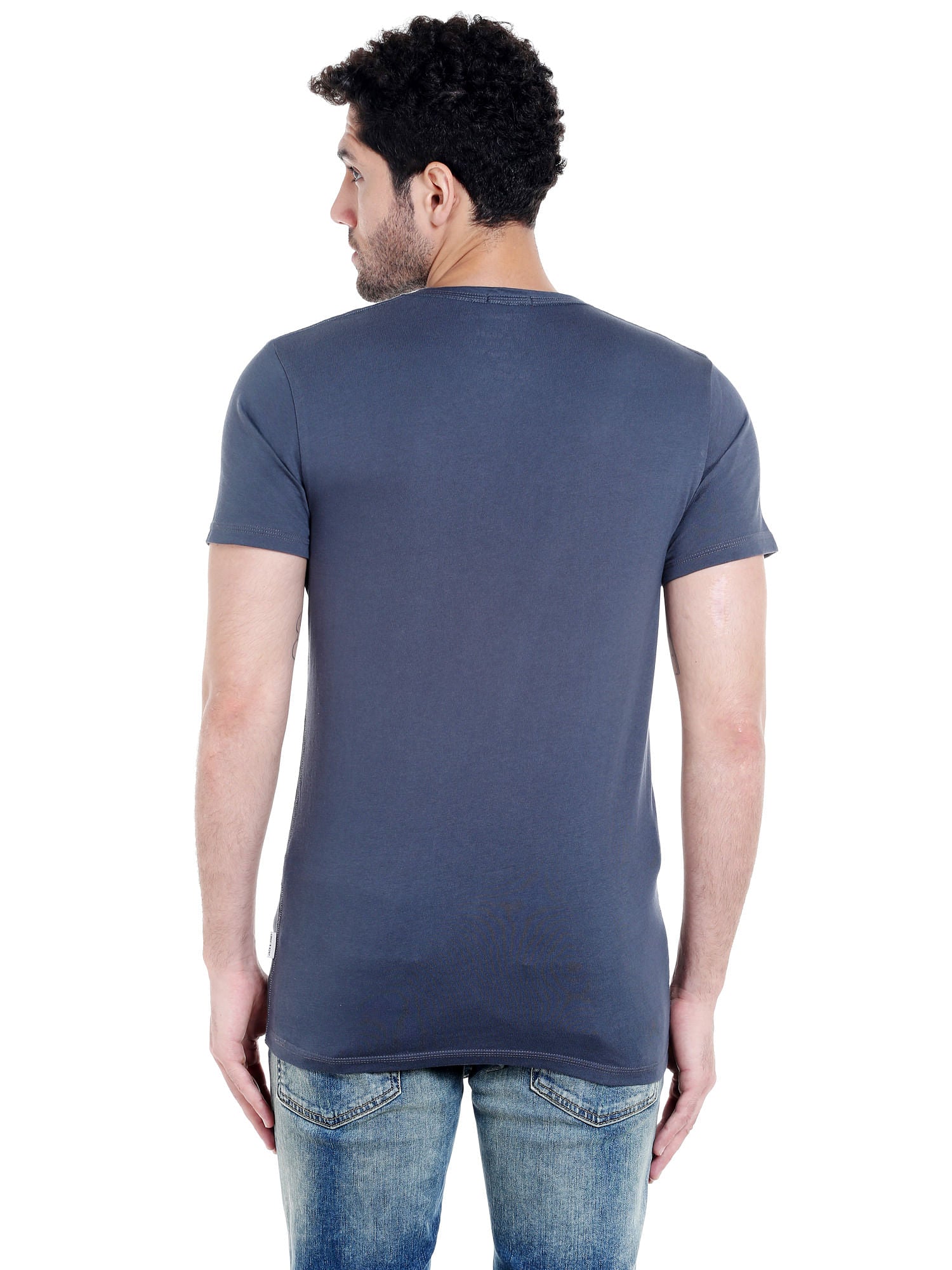Blue Badge Print Crew Neck T-Shirt