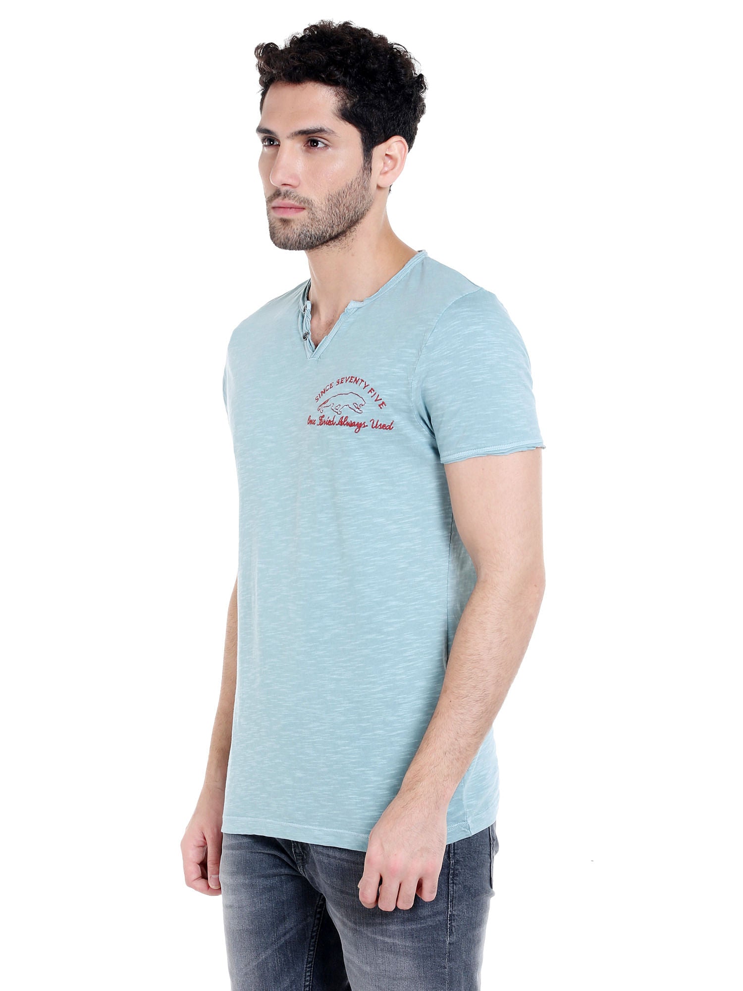 Blue V- Neck T-Shirt