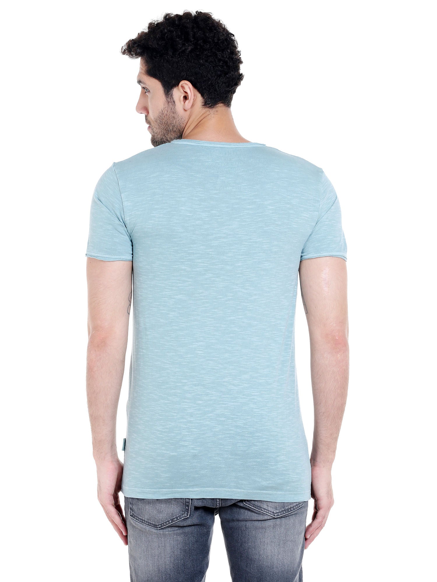 Blue V- Neck T-Shirt