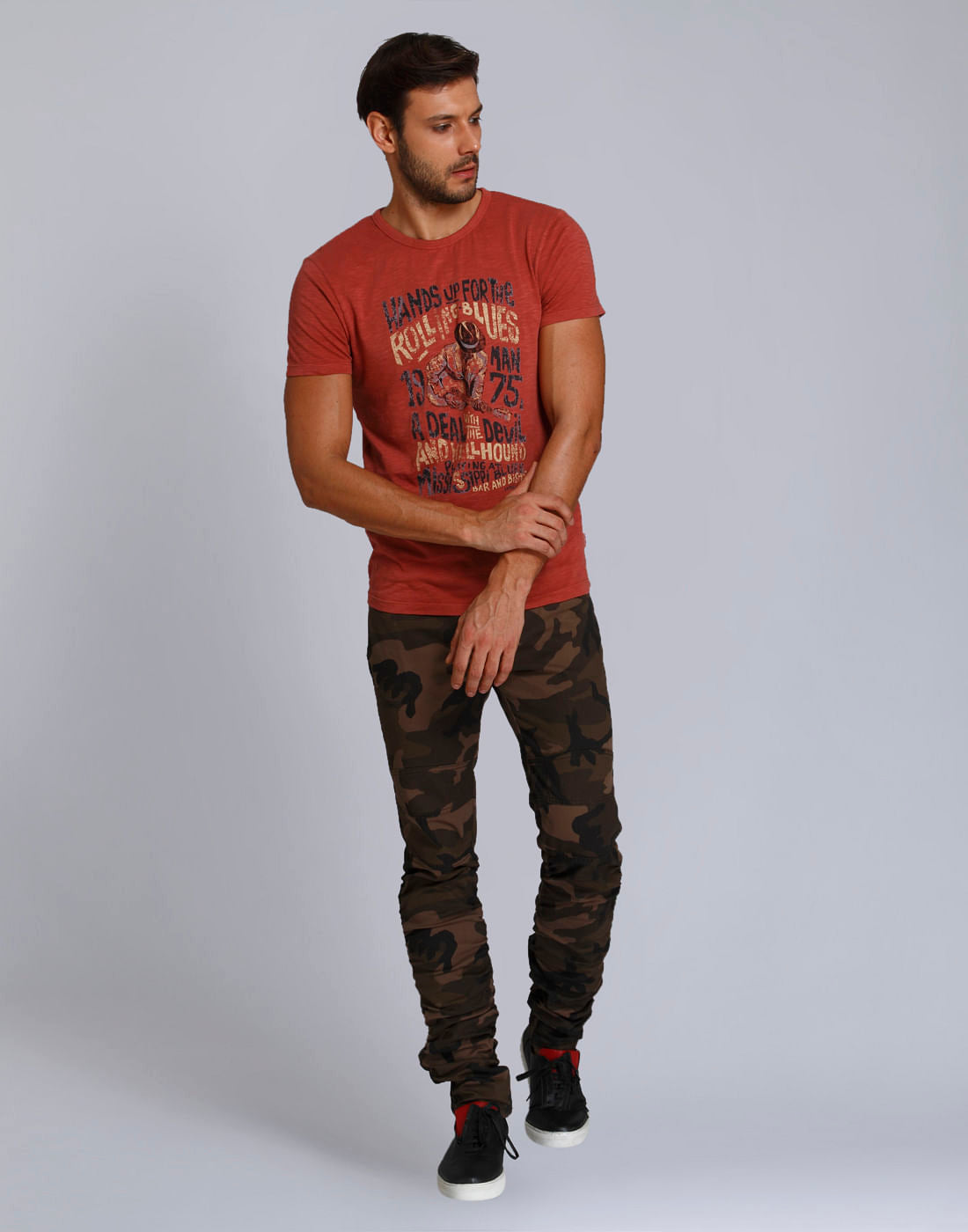 Red Graphic Print Crew Neck T-Shirt