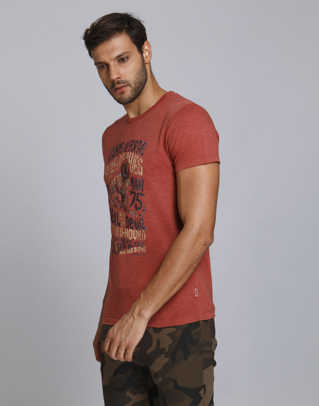 Red Graphic Print Crew Neck T-Shirt