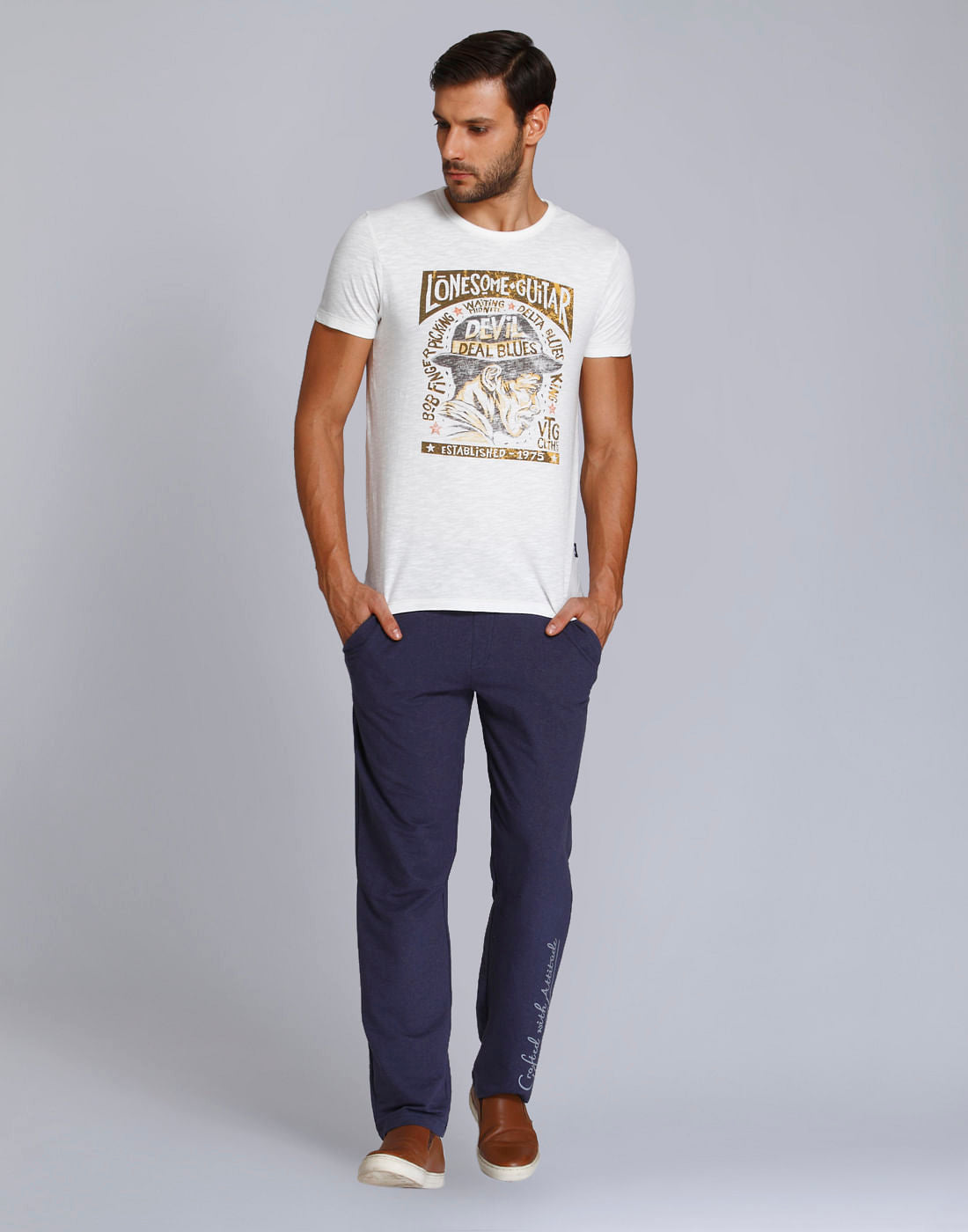 White Graphic Print Crew Neck T-Shirt