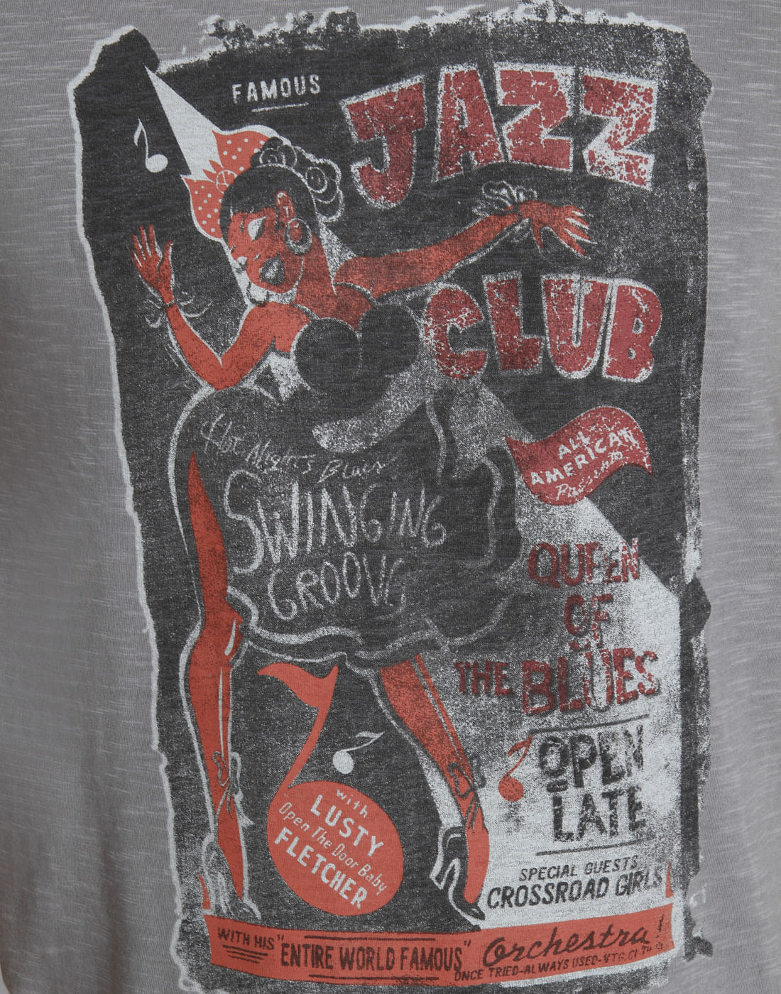 Grey Graphic Print Crew Neck T-Shirt