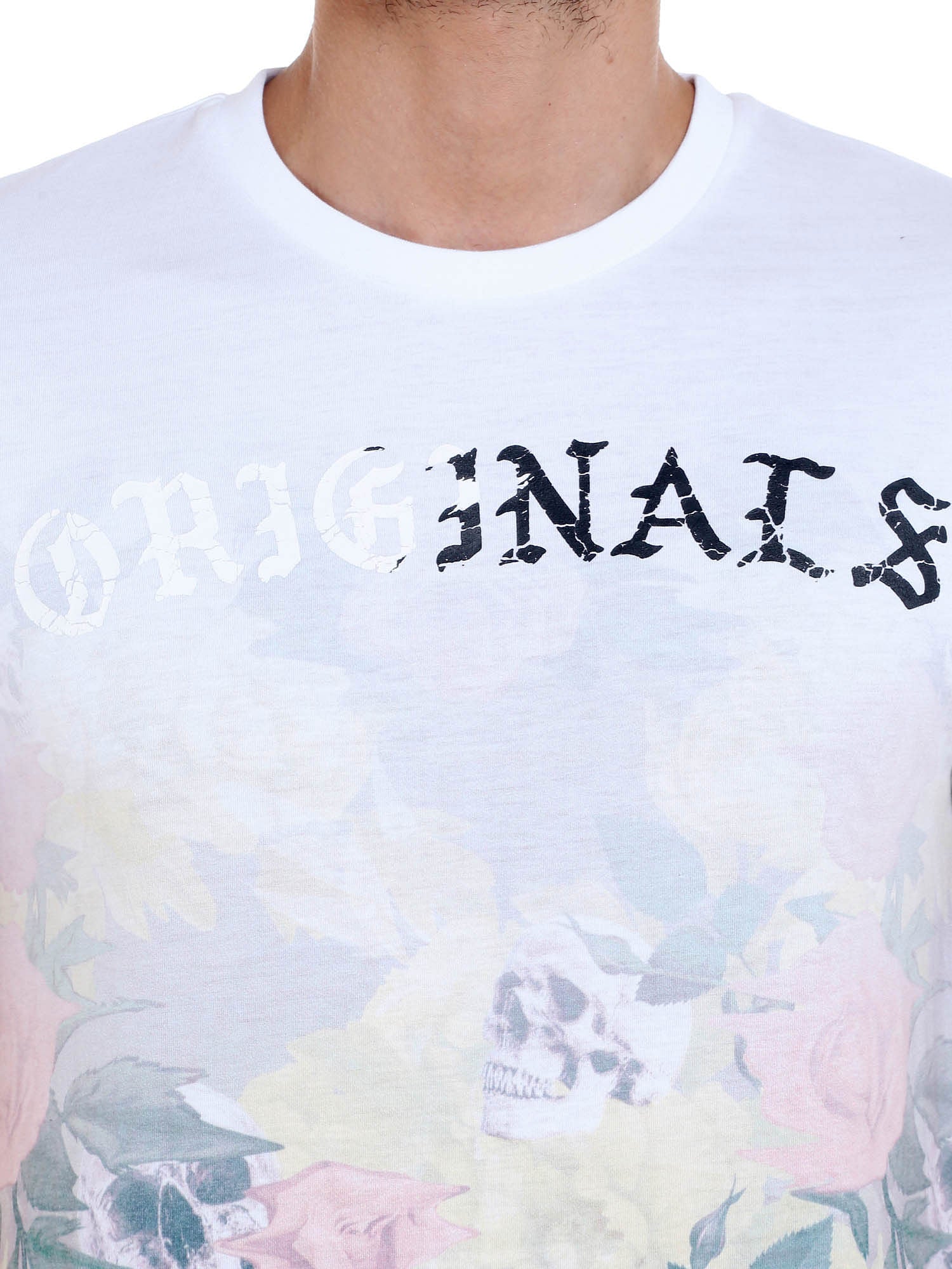 White Floral Print Crew Neck T-Shirt