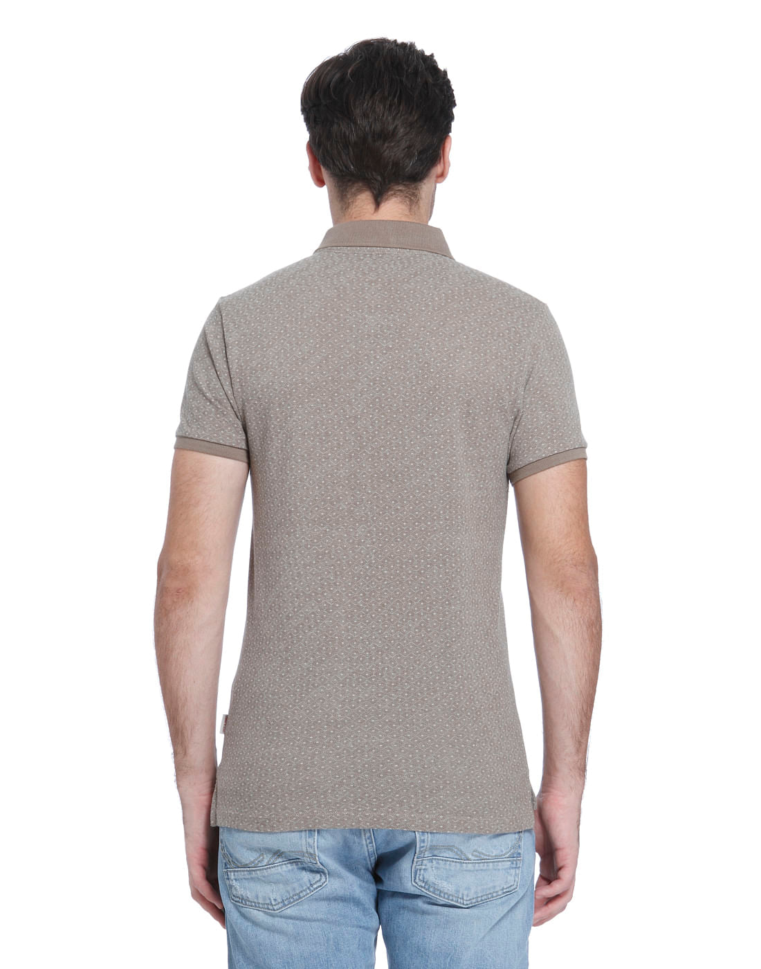 Grey Printed Polo T-Shirt