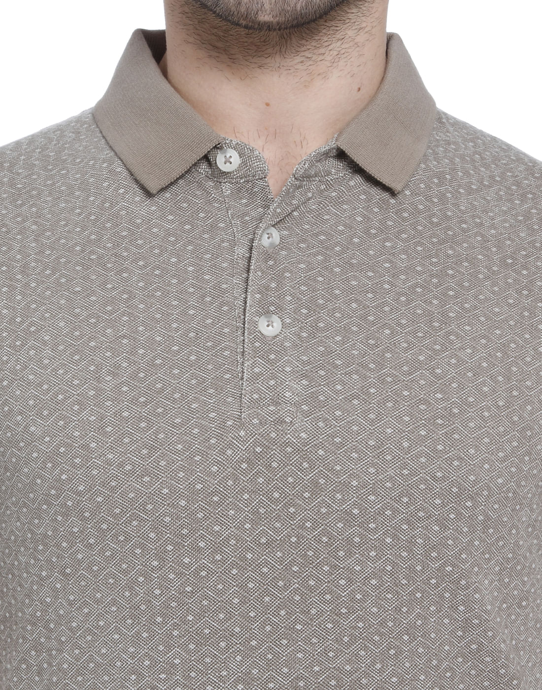 Grey Printed Polo T-Shirt
