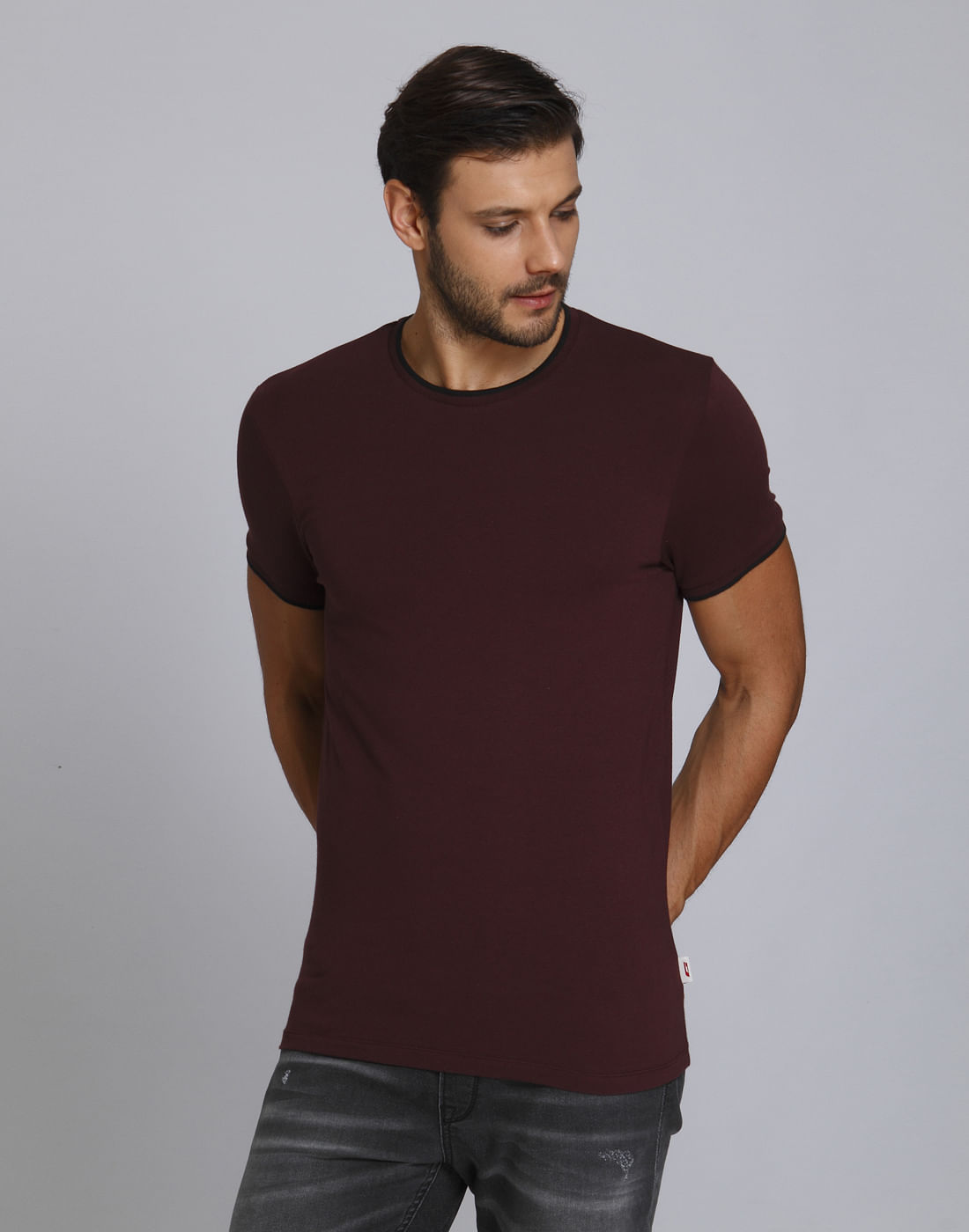 Maroon Crew Neck T-Shirt - S