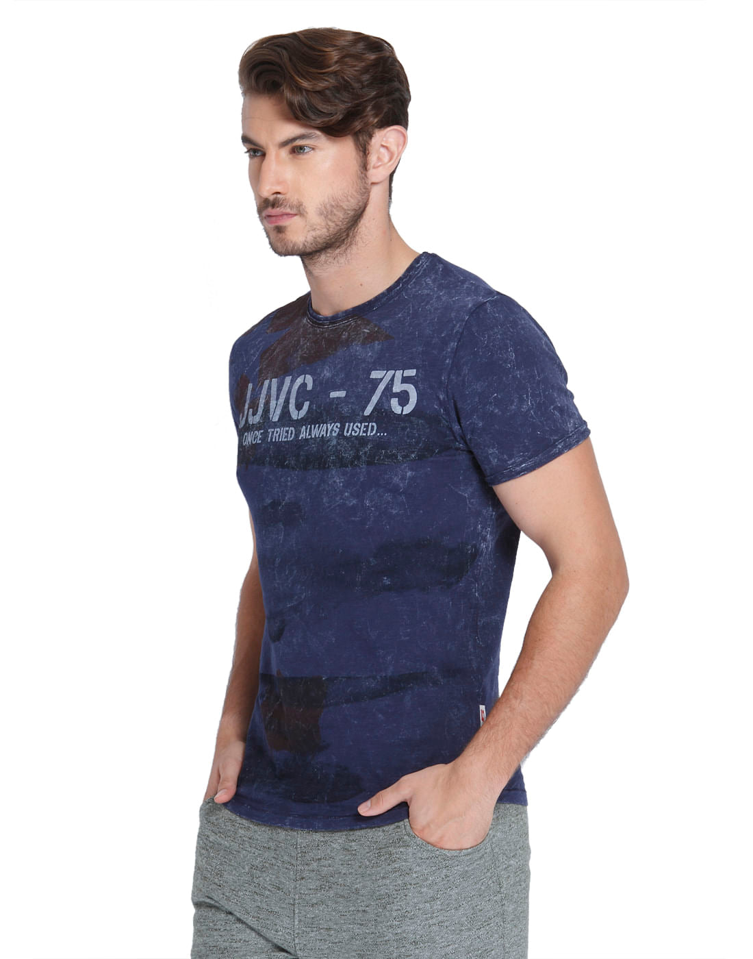 Blue Graphic Print Crew Neck T-Shirt
