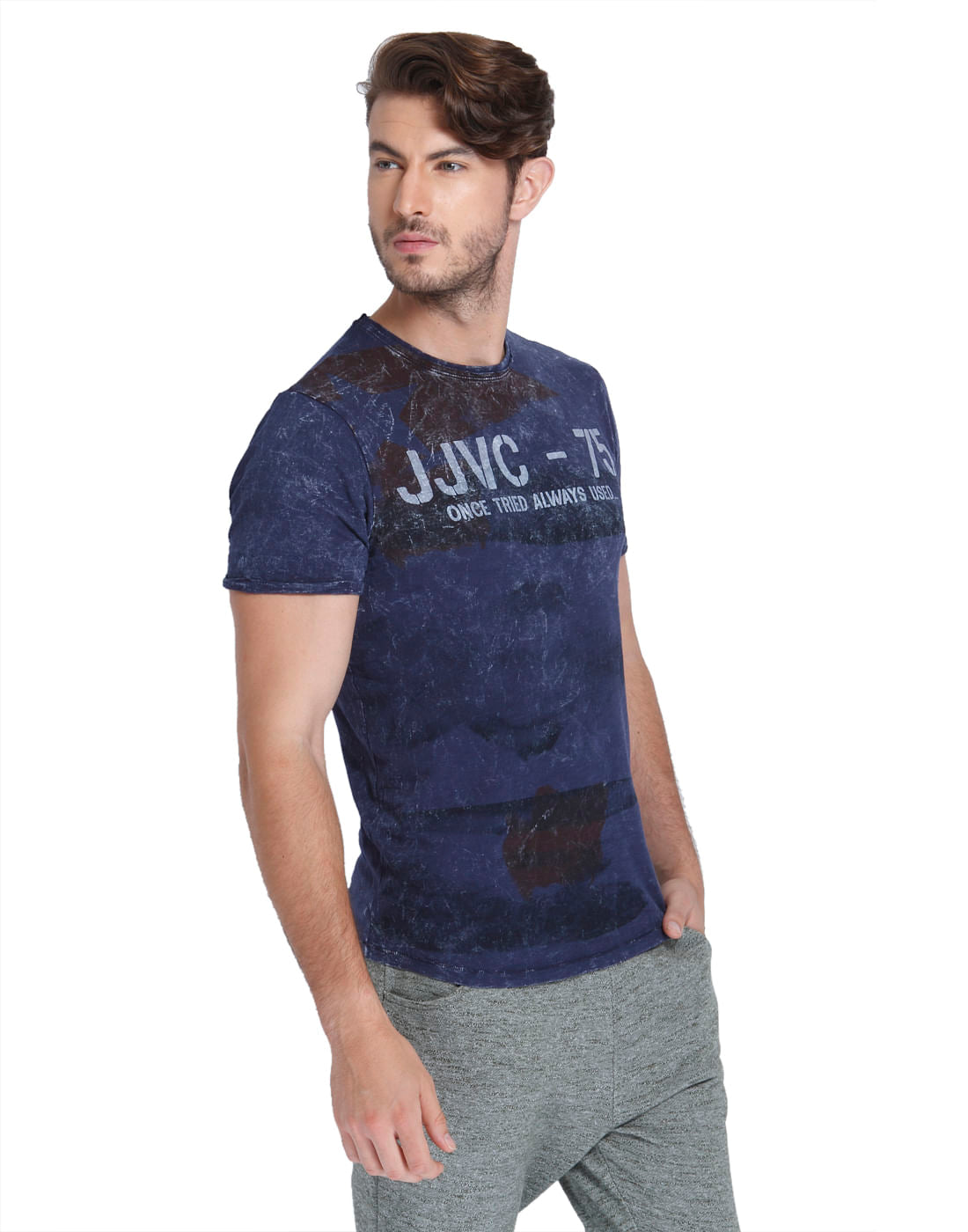 Blue Graphic Print Crew Neck T-Shirt