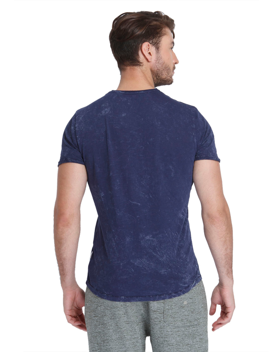 Blue Graphic Print Crew Neck T-Shirt