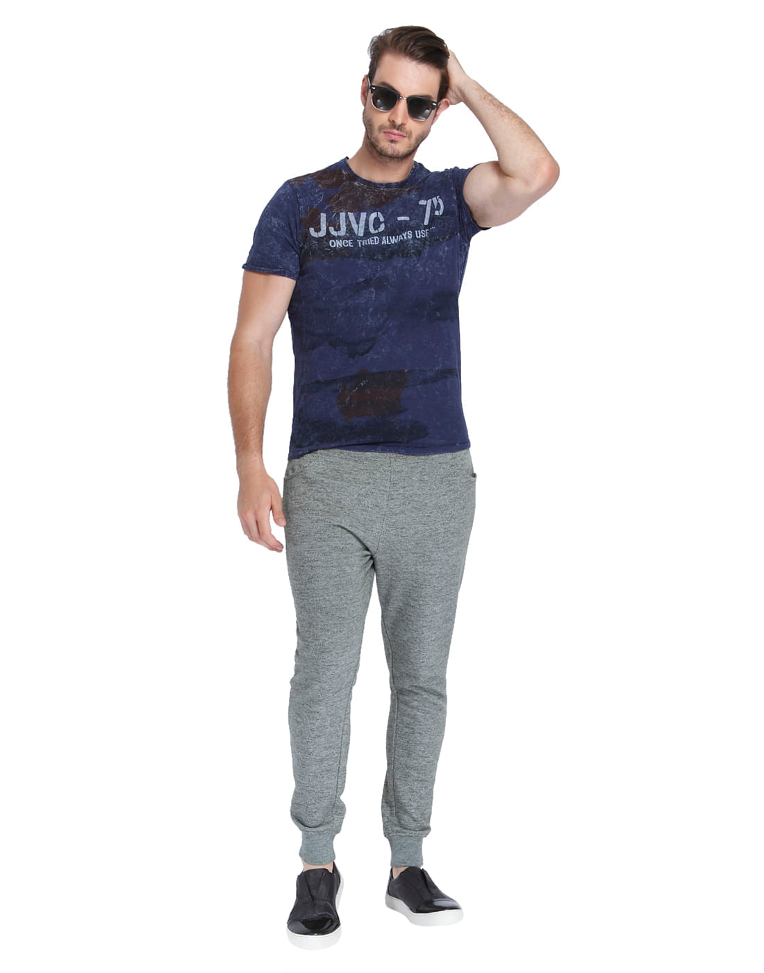 Blue Graphic Print Crew Neck T-Shirt