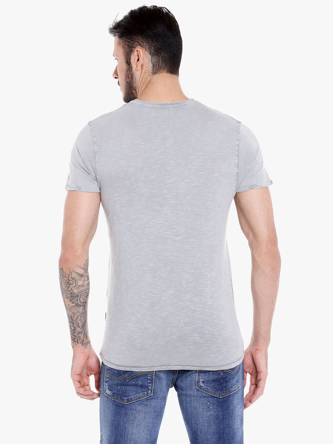Light Grey Graphic Print Crew Neck T-Shirt