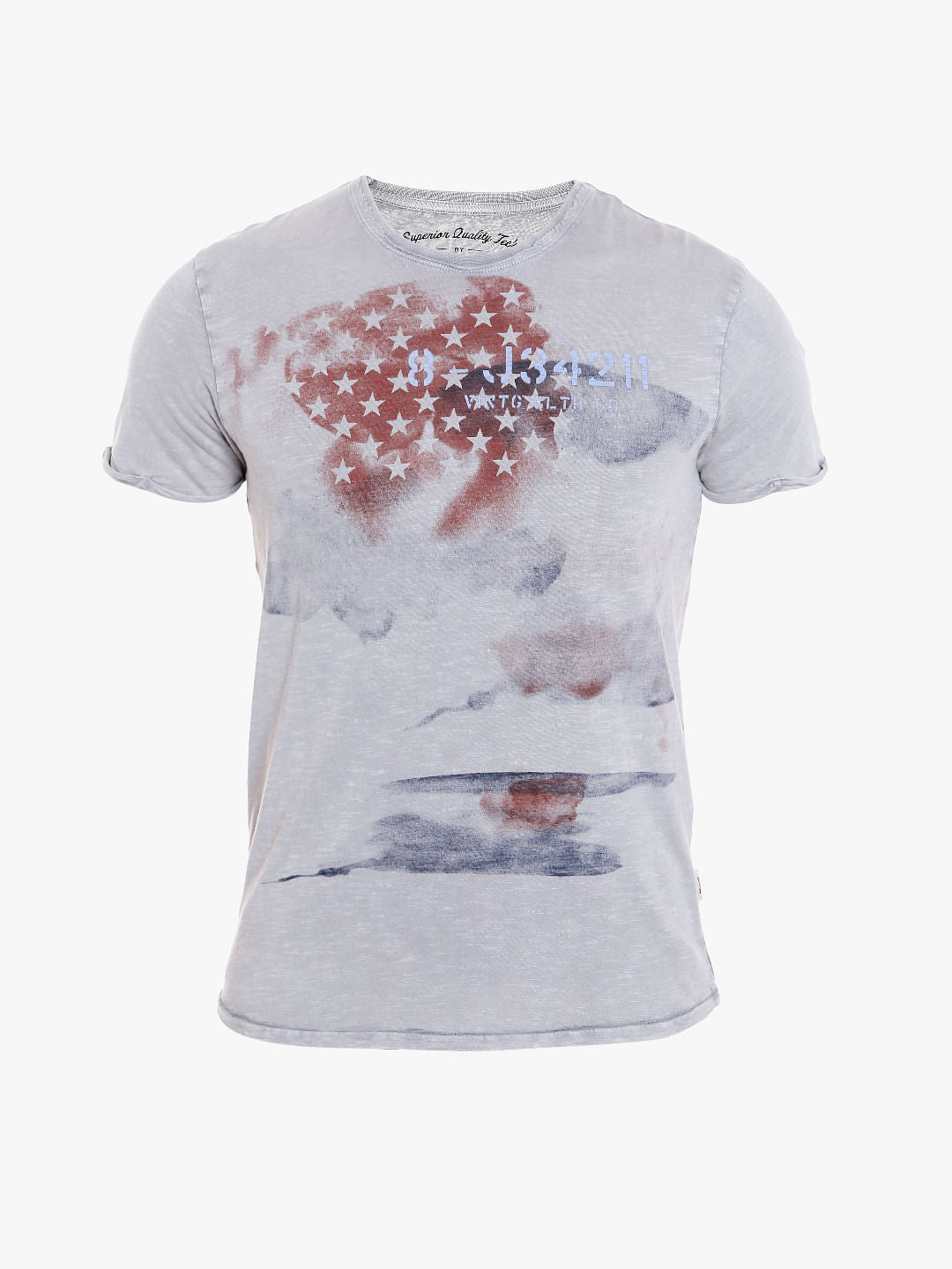 Light Grey Graphic Print Crew Neck T-Shirt