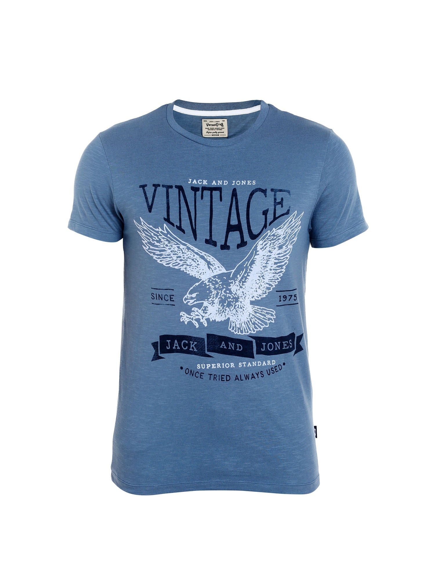 Blue Graphic Print Crew Neck T-Shirt
