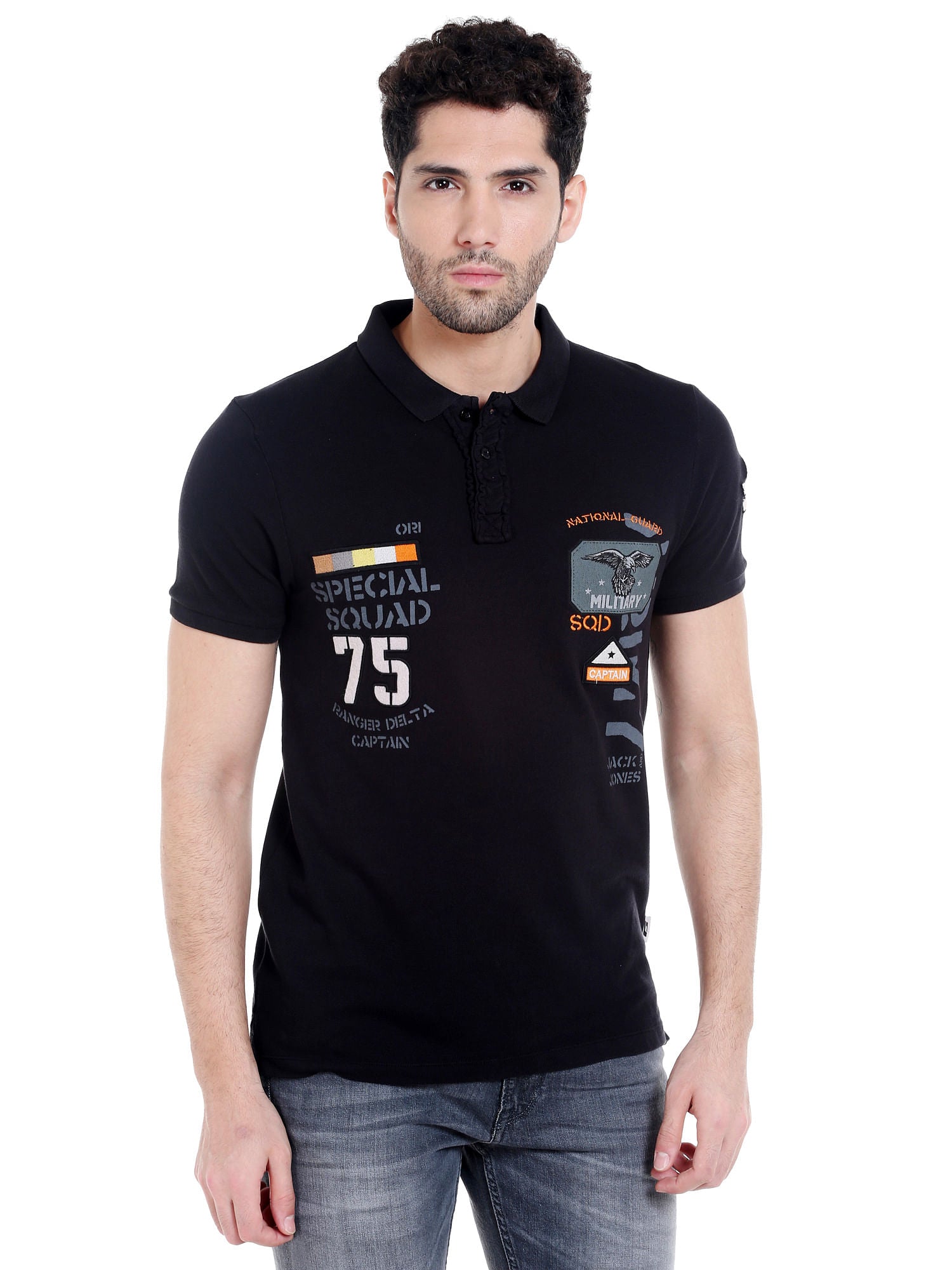 Black Badge Detail Polo T-Shirt