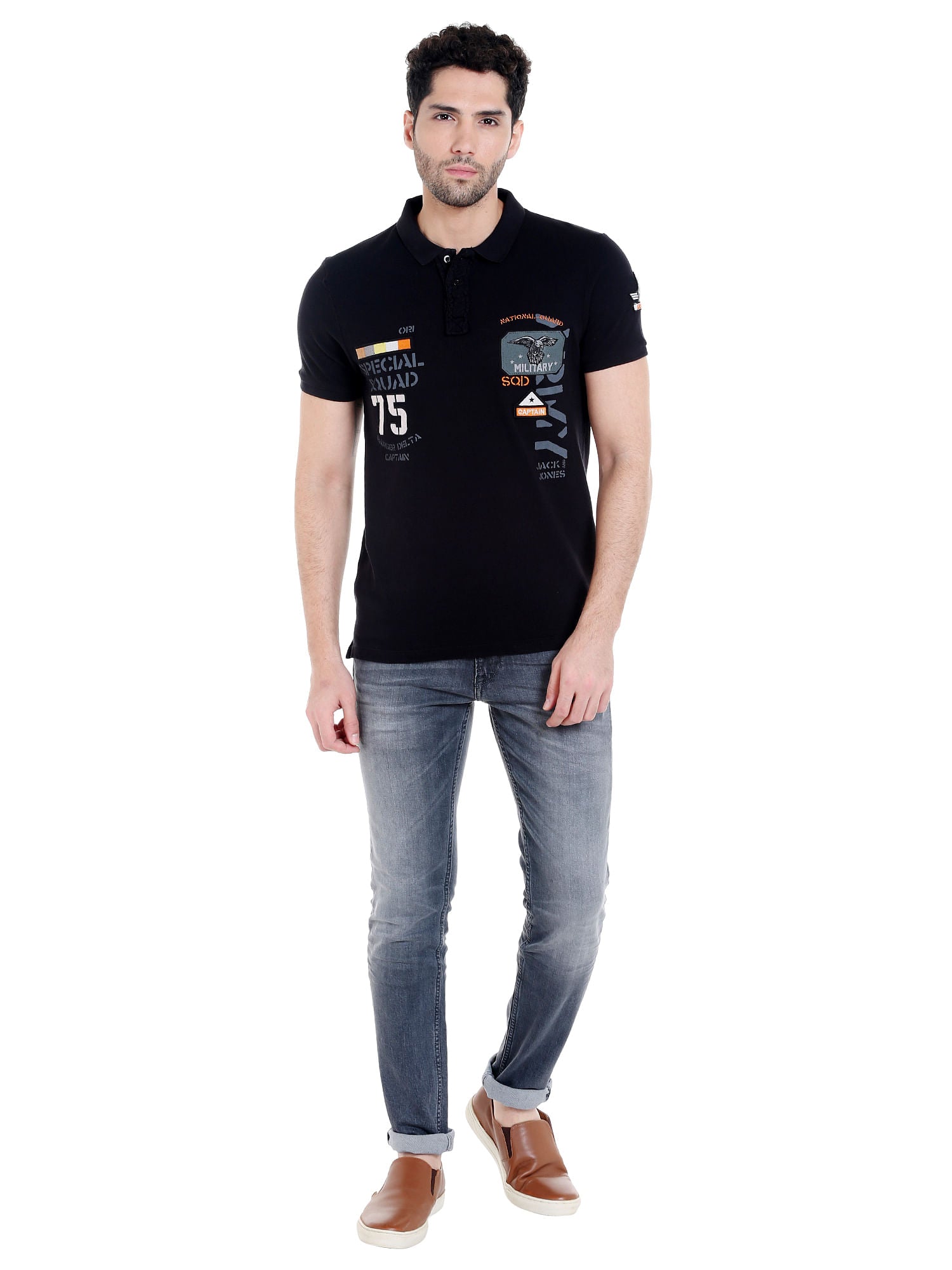 Black Badge Detail Polo T-Shirt