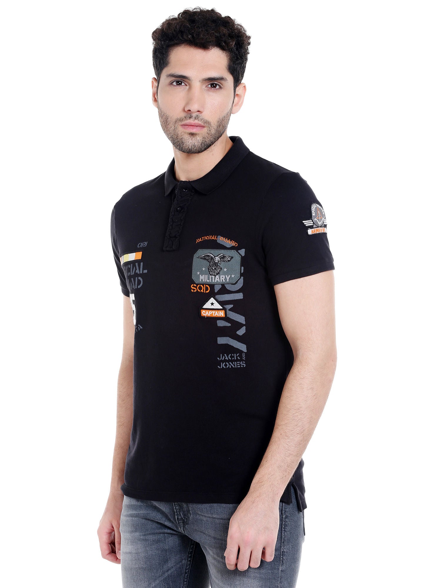 Black Badge Detail Polo T-Shirt