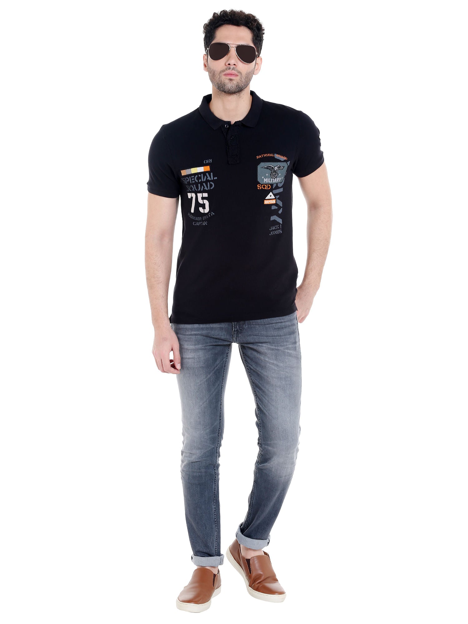 Black Badge Detail Polo T-Shirt