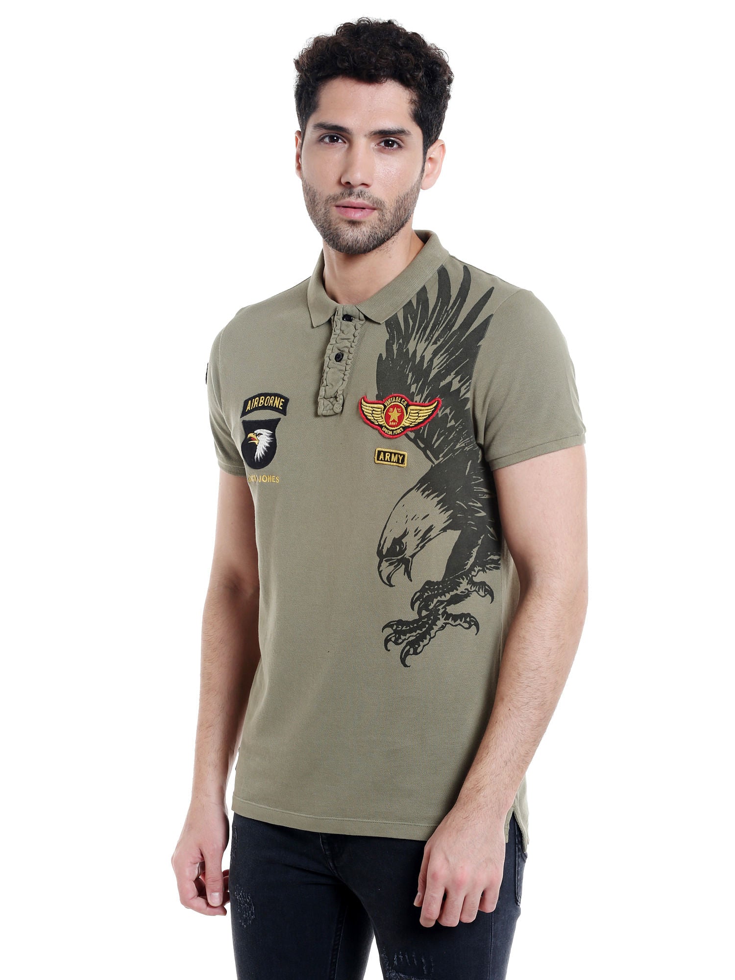Green Badge Detail Polo T-Shirt