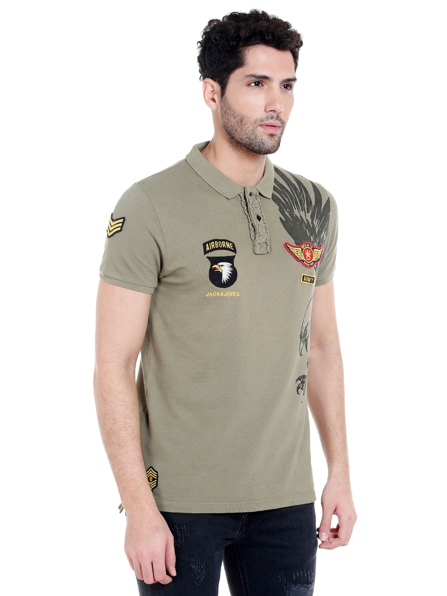 Green Badge Detail Polo T-Shirt