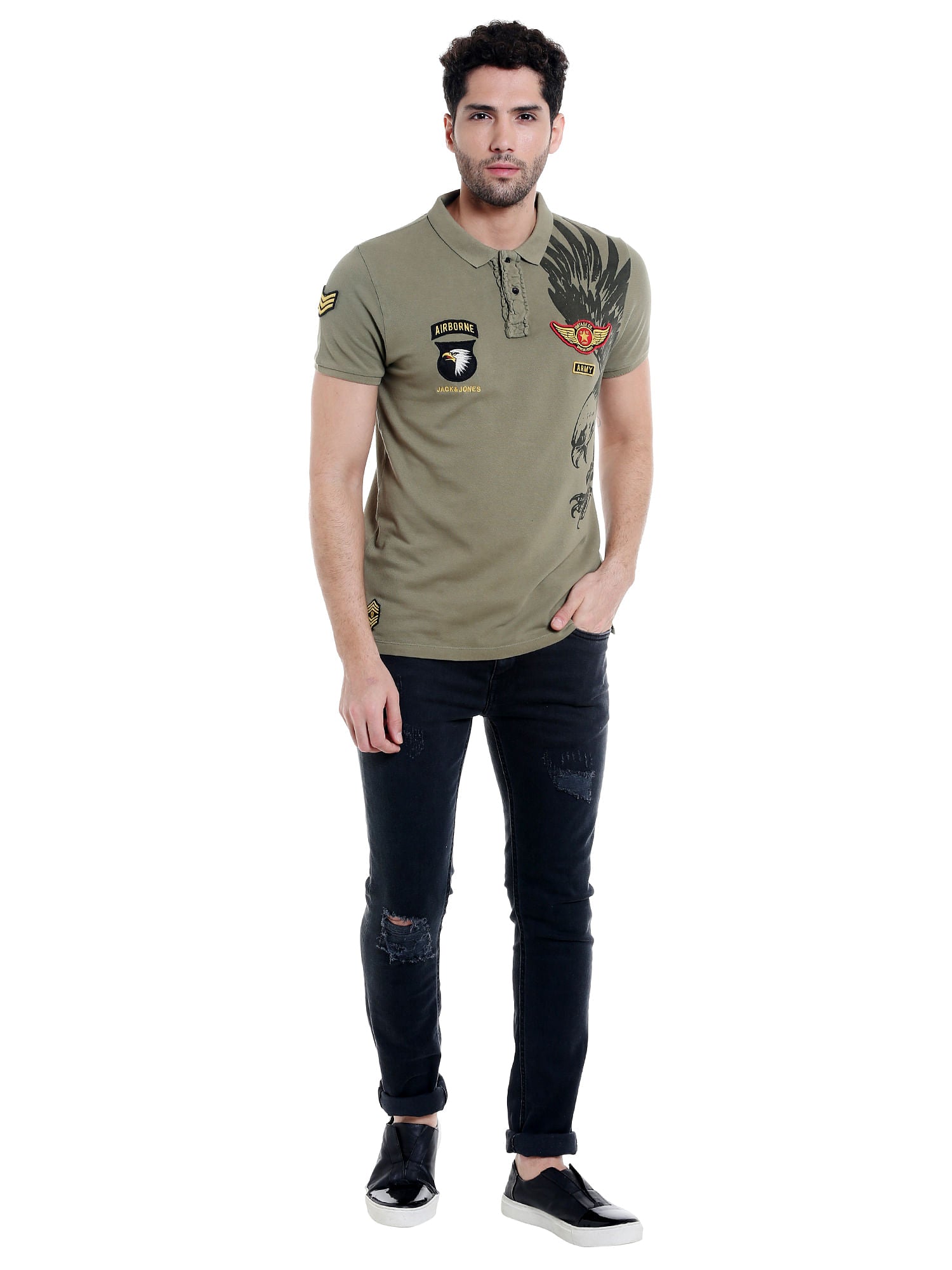 Green Badge Detail Polo T-Shirt