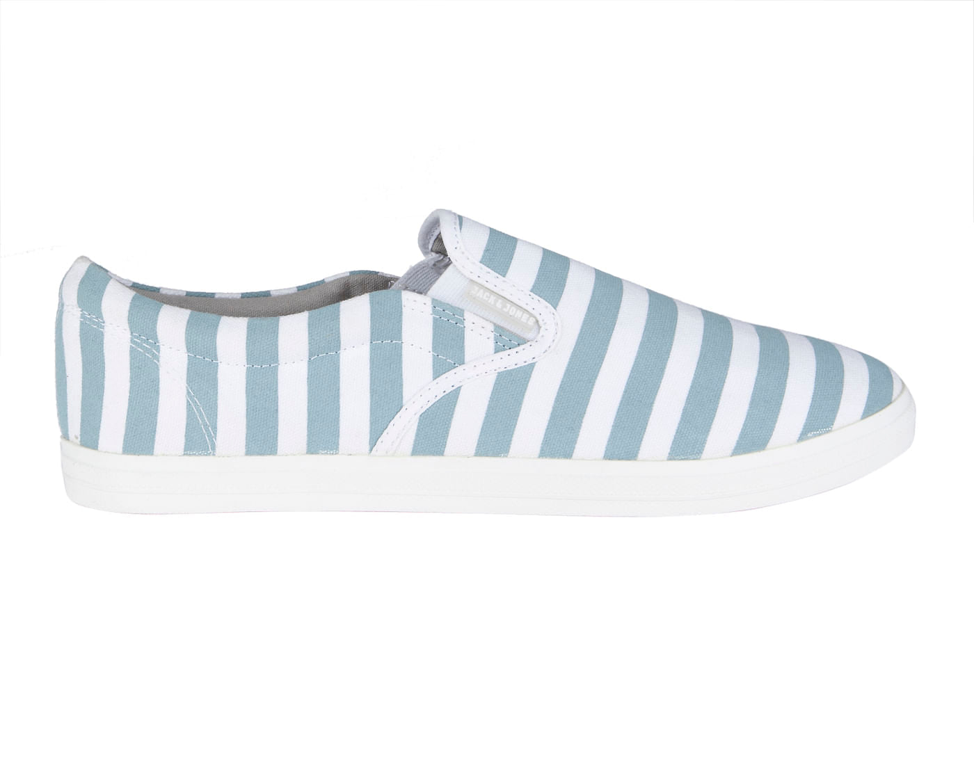 Aqua Blue Striped Slip Ons
