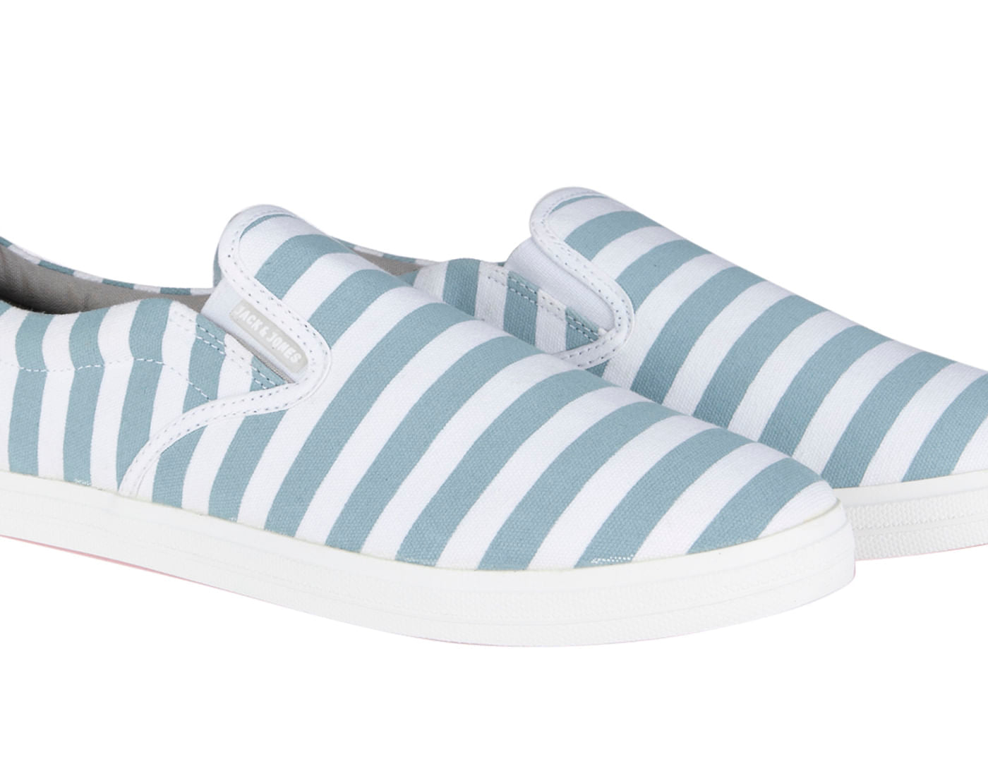 Aqua Blue Striped Slip Ons