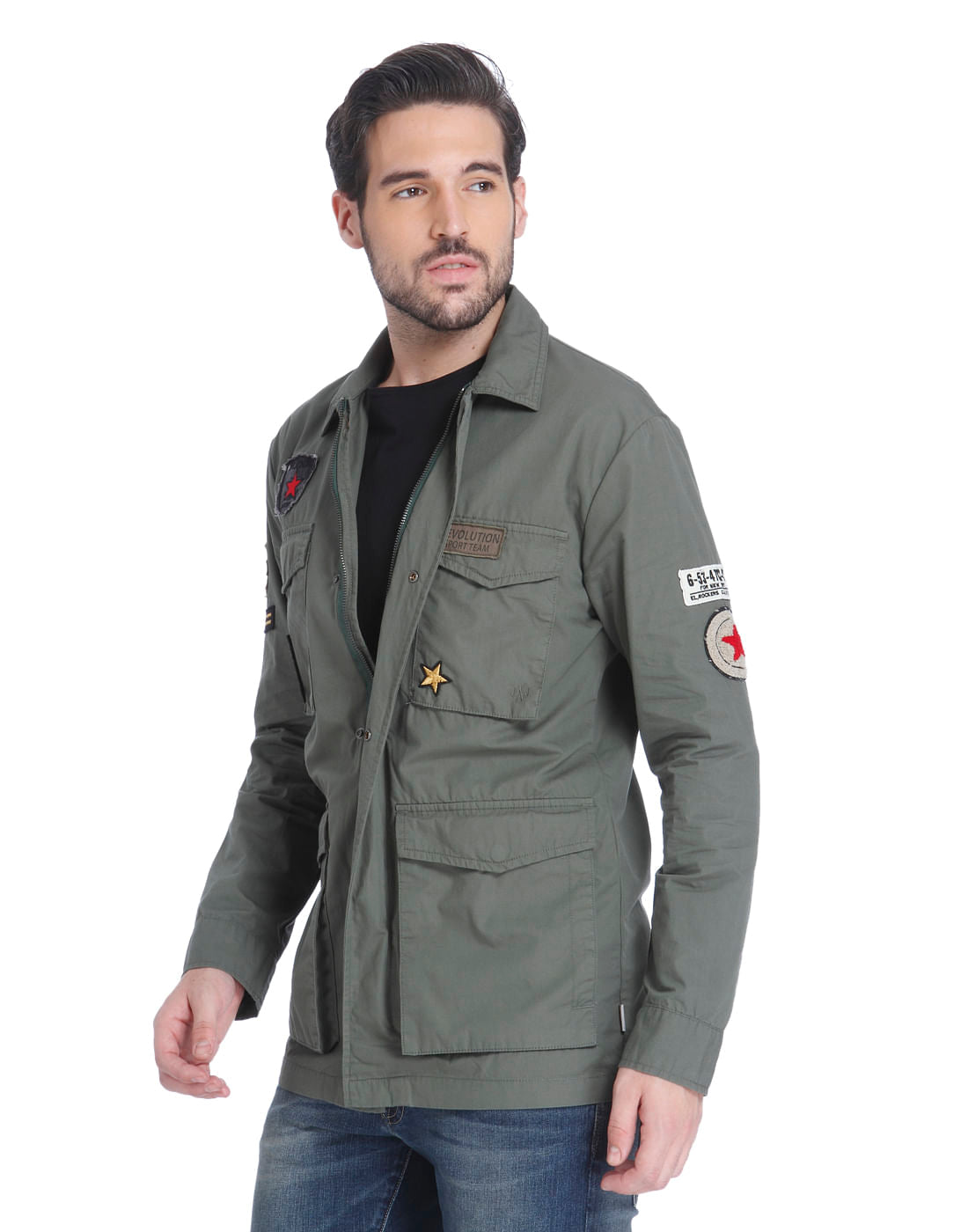 Military Green Badge Detail Shirt