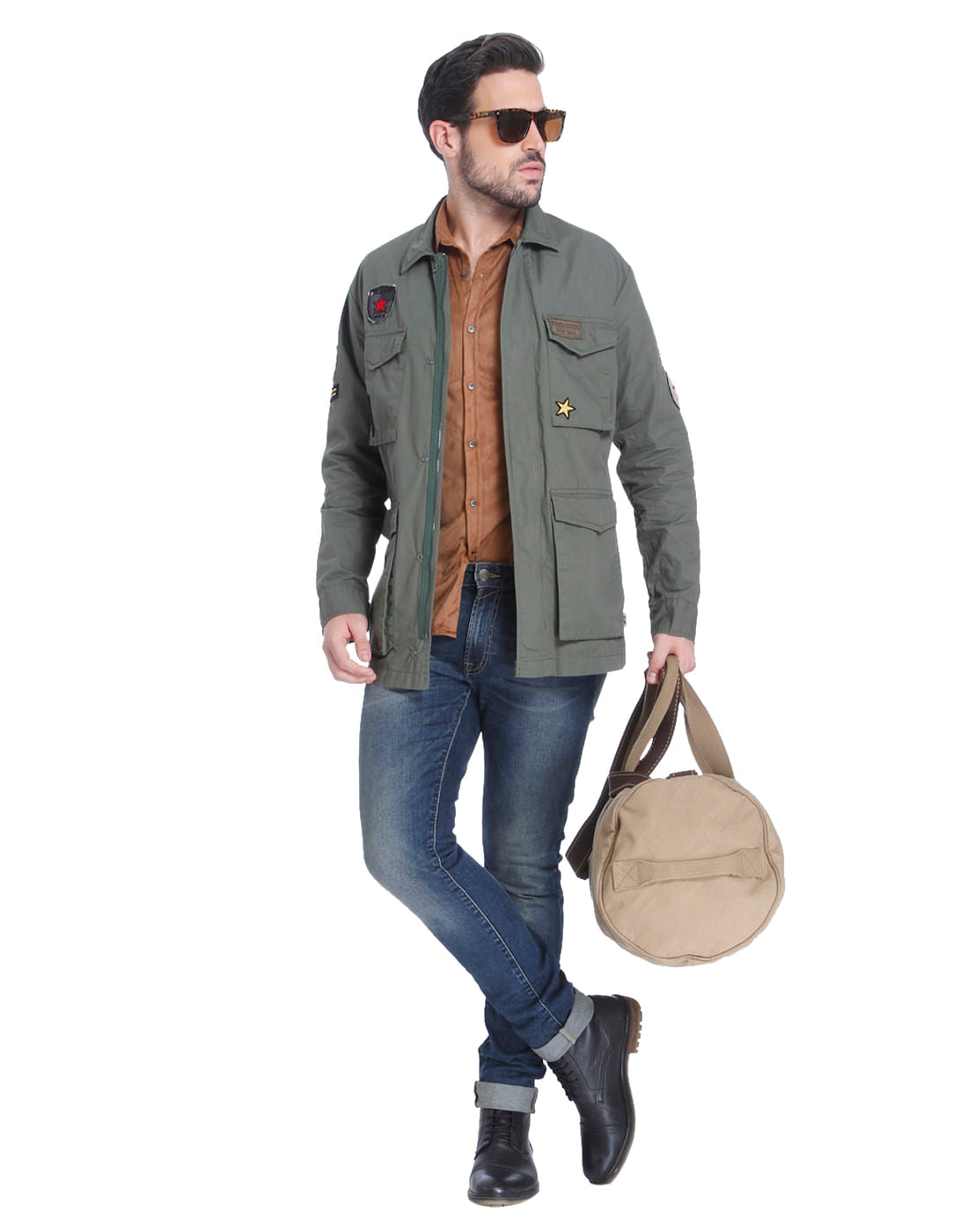 Military Green Badge Detail Shirt