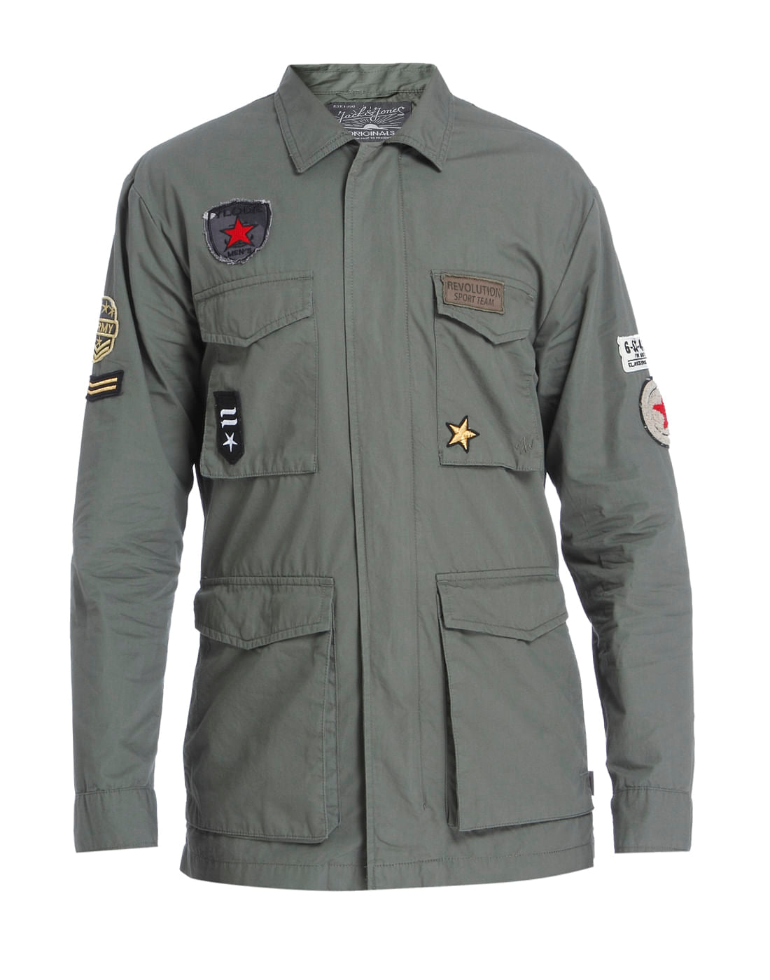 Military Green Badge Detail Shirt