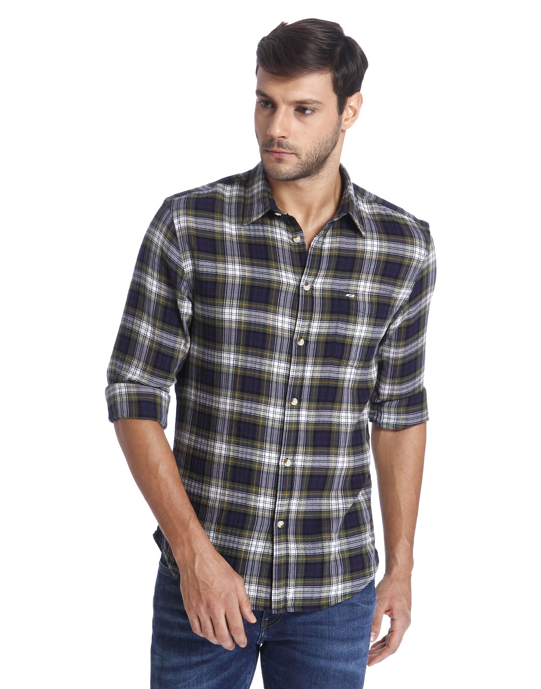 Green Check Slim Fit Shirt - S