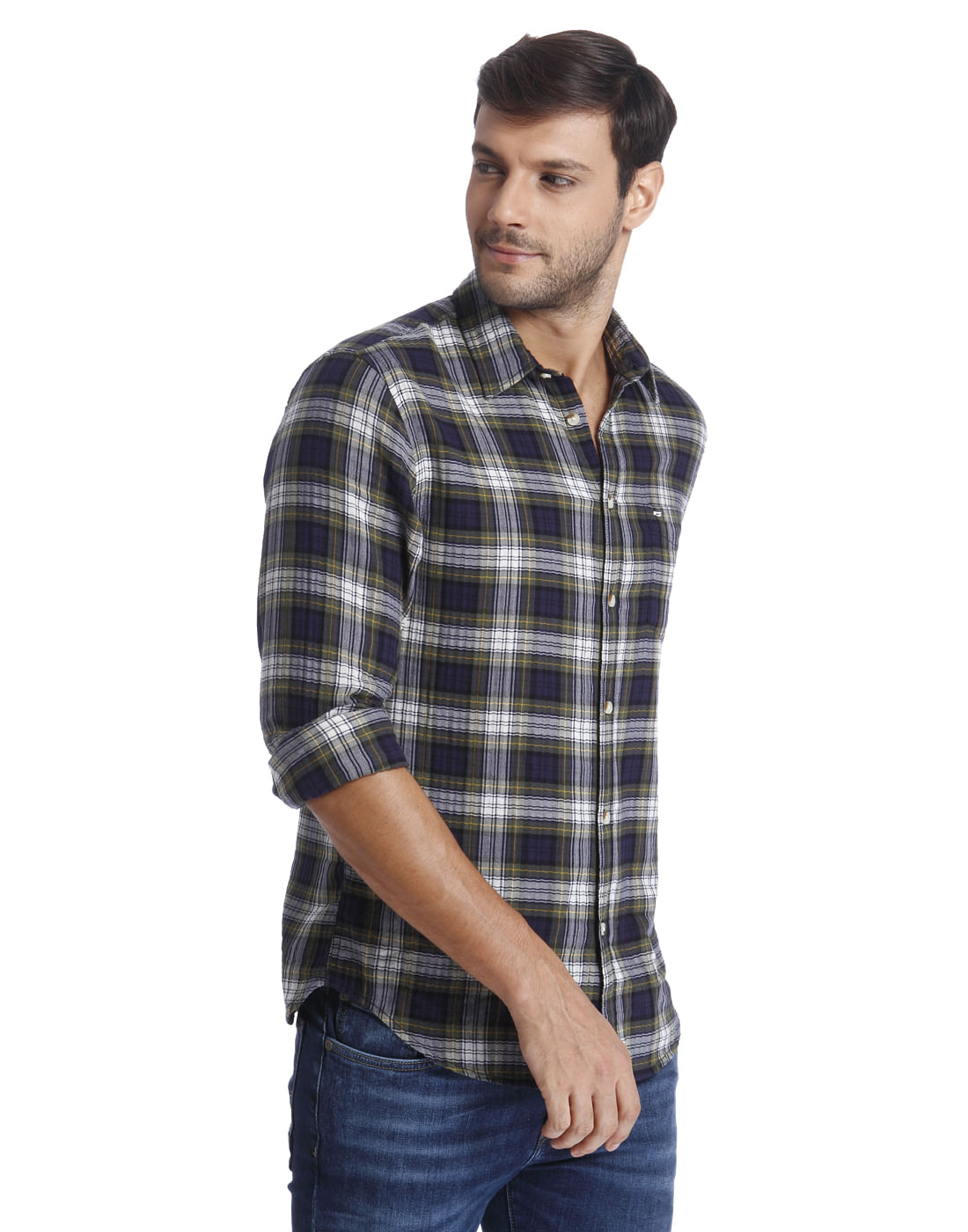 Green Check Slim Fit Shirt