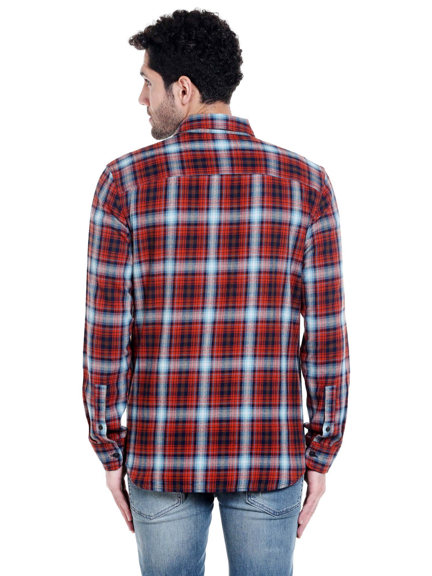 Red & Blue Check Slim Fit Shirt