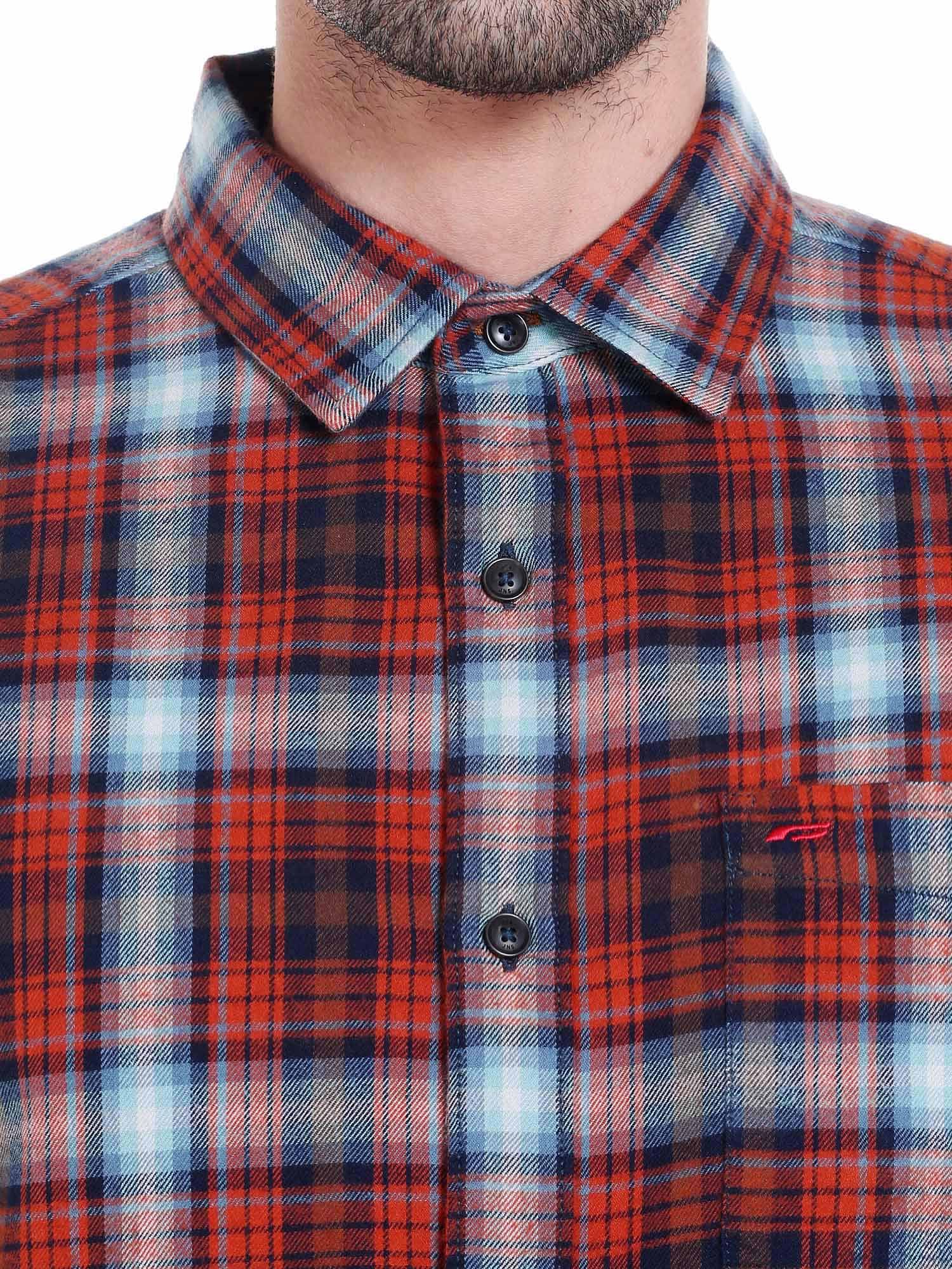 Red & Blue Check Slim Fit Shirt