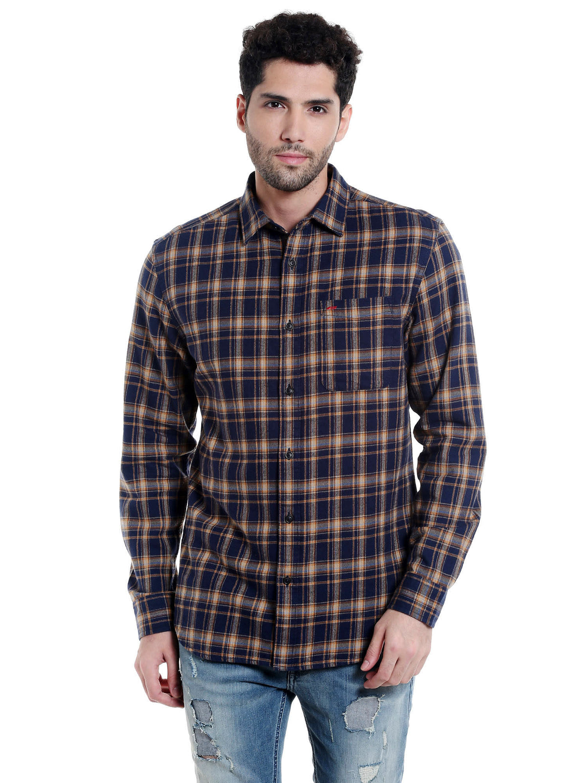 Blue Check Slim Fit Shirt - S