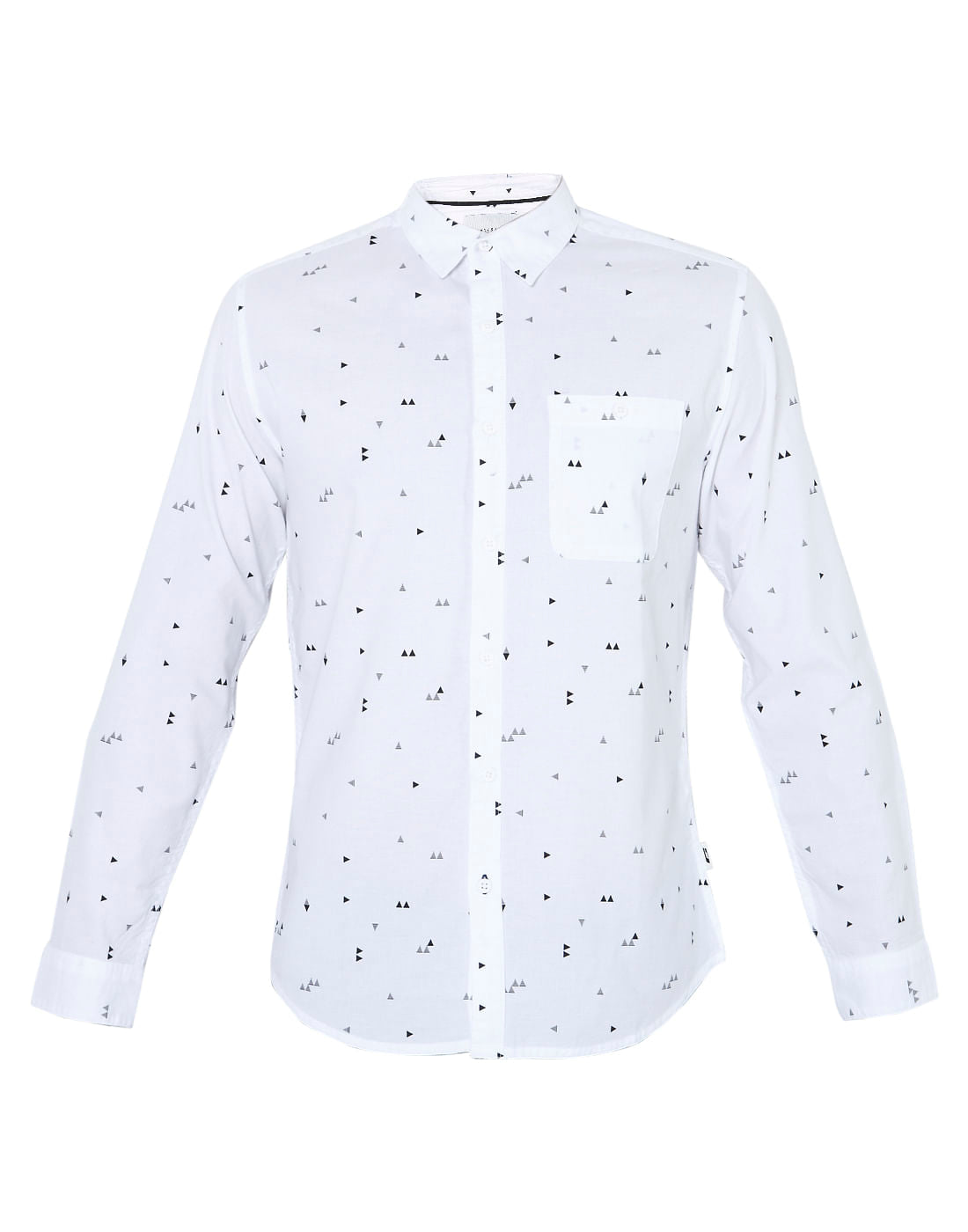 White All Over Triangle Print Slim Fit Shirt