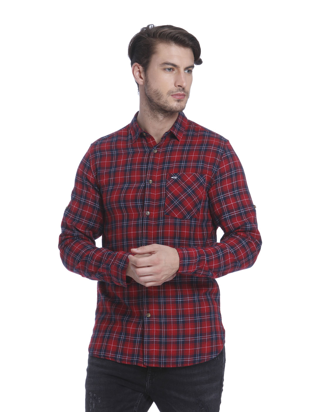 Red Check Slim Fit Shirt - S