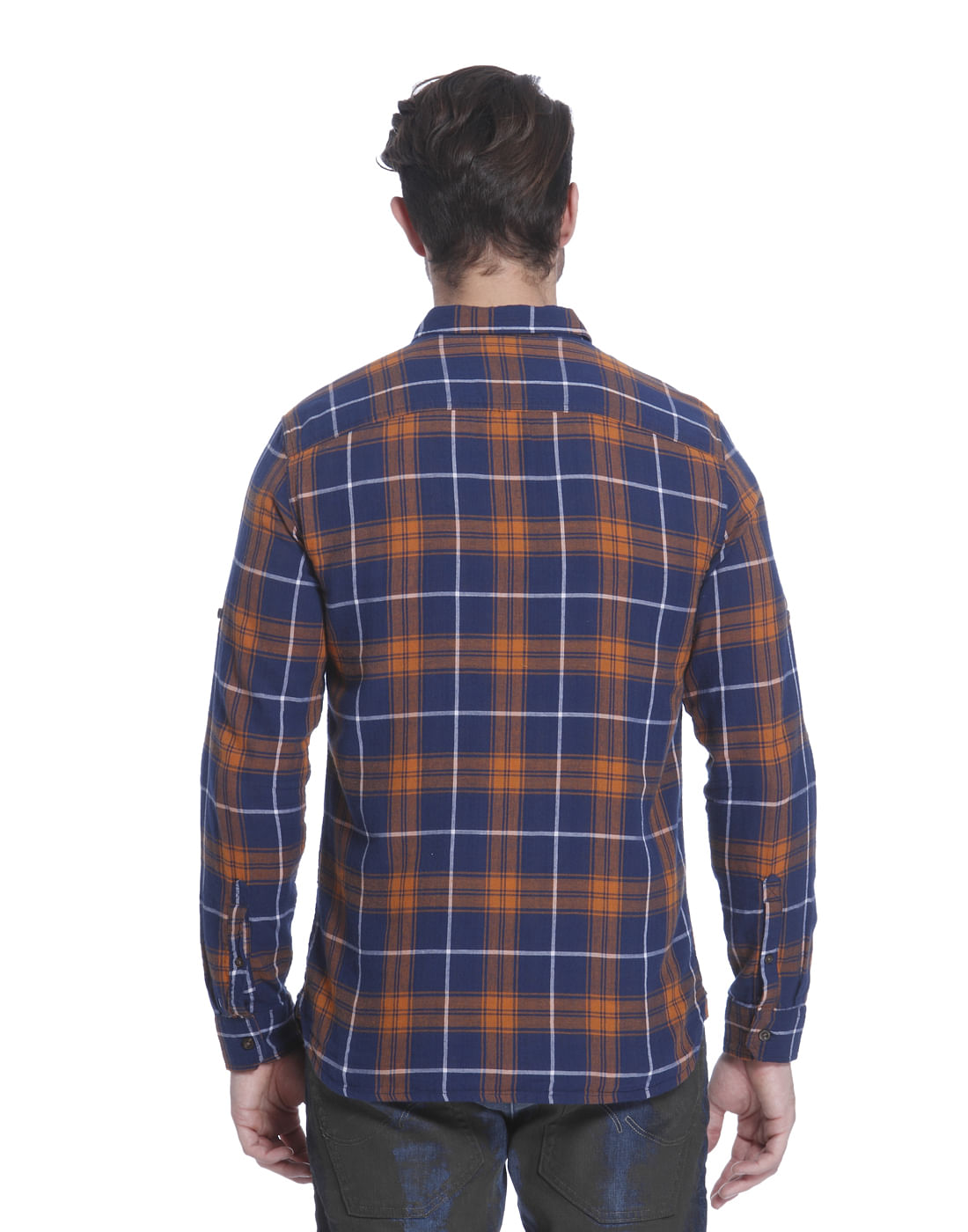 Orange Check Slim Fit Shirt