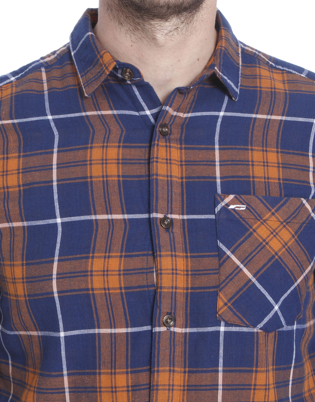 Orange Check Slim Fit Shirt