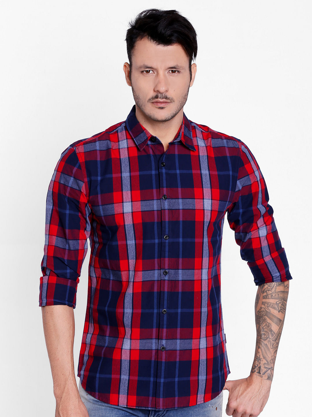 Red Check Slim Fit Shirt - S