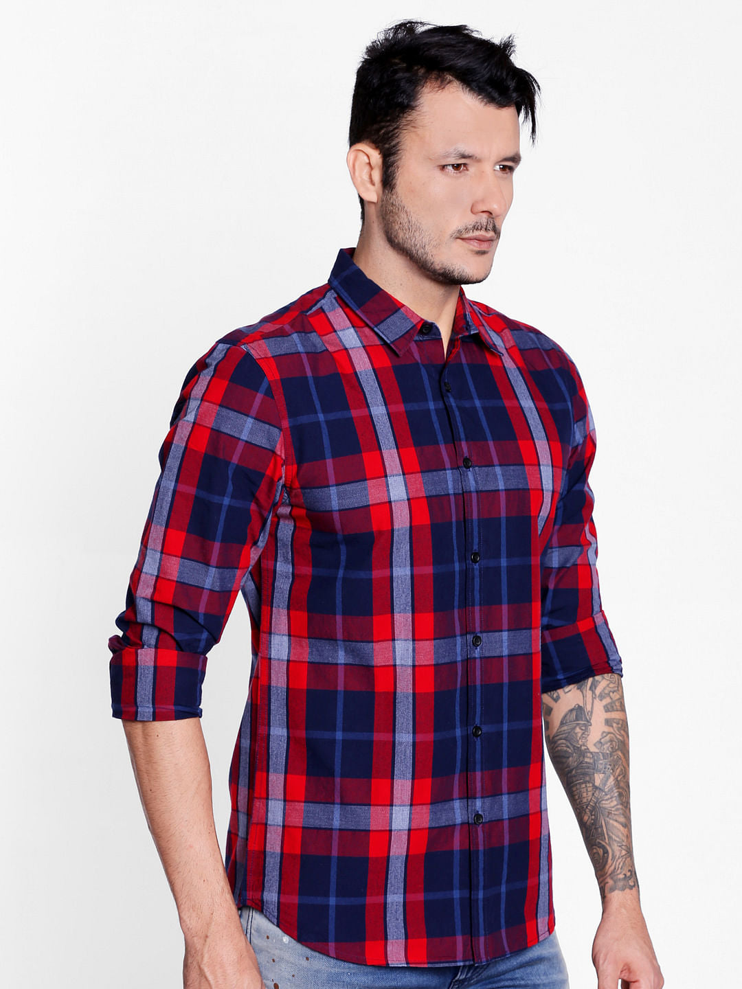 Red Check Slim Fit Shirt