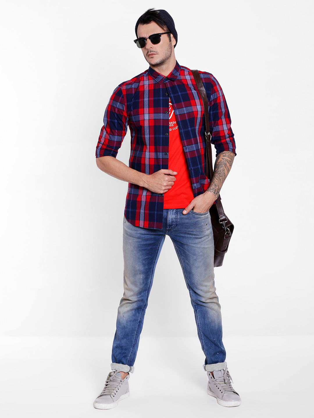 Red Check Slim Fit Shirt