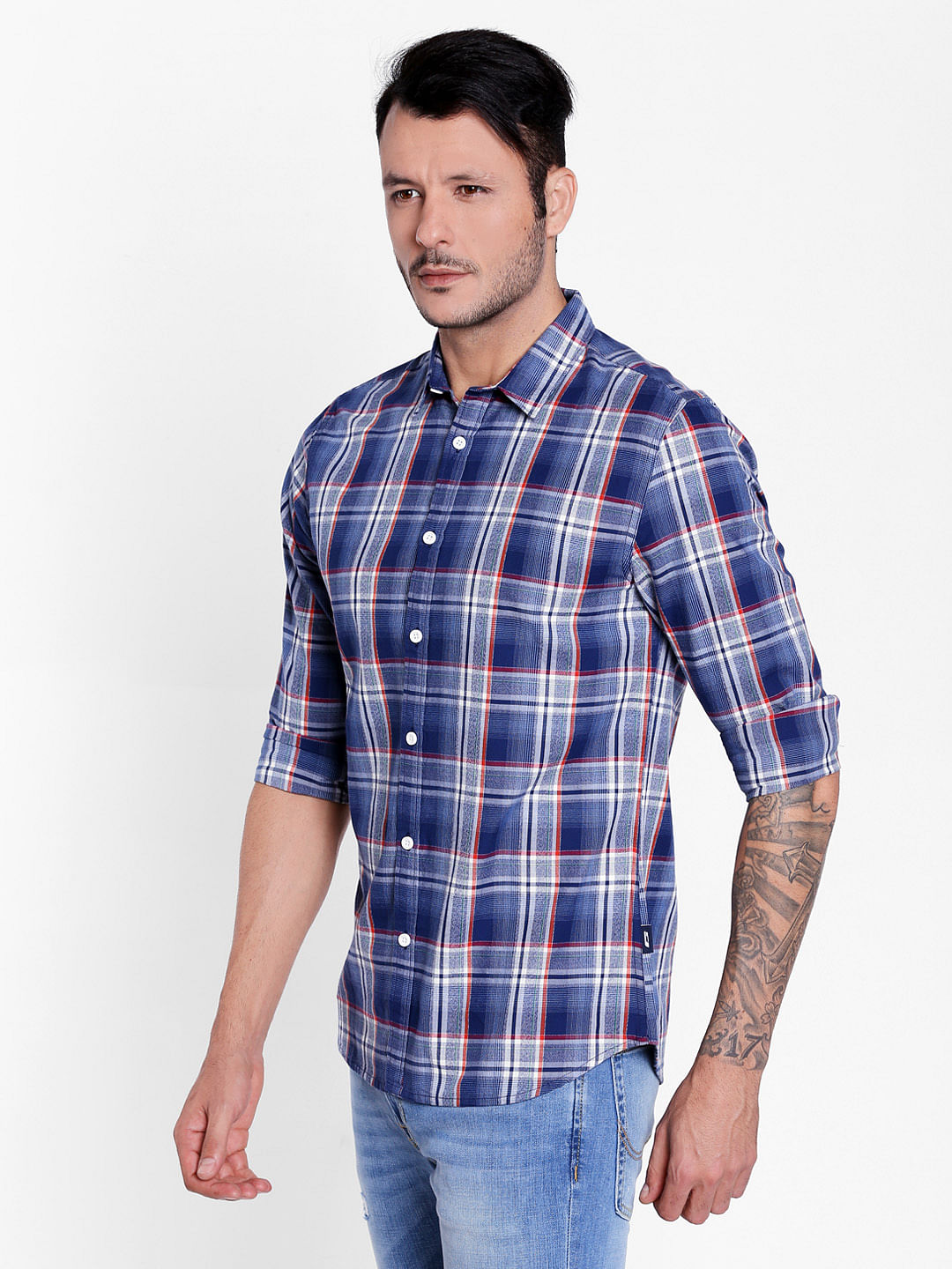 Blue Check Slim Fit Shirt