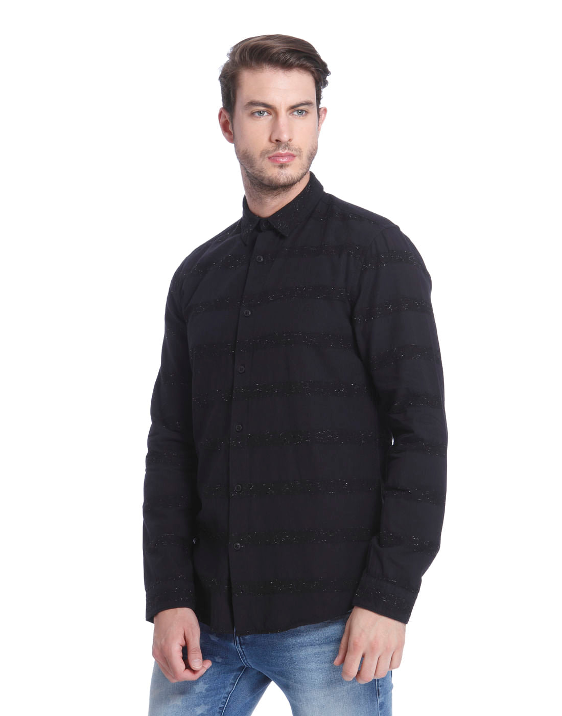 Black Striped Slim Fit Shirt