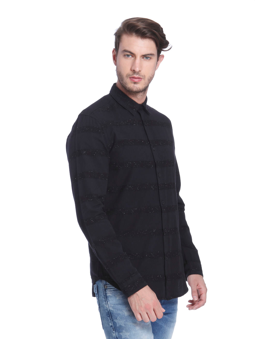 Black Striped Slim Fit Shirt