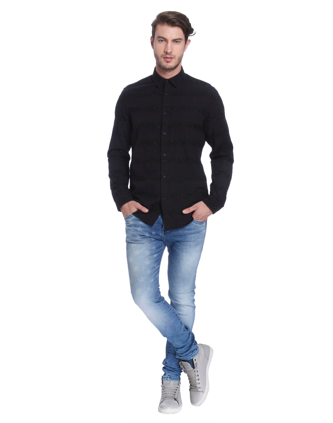 Black Striped Slim Fit Shirt