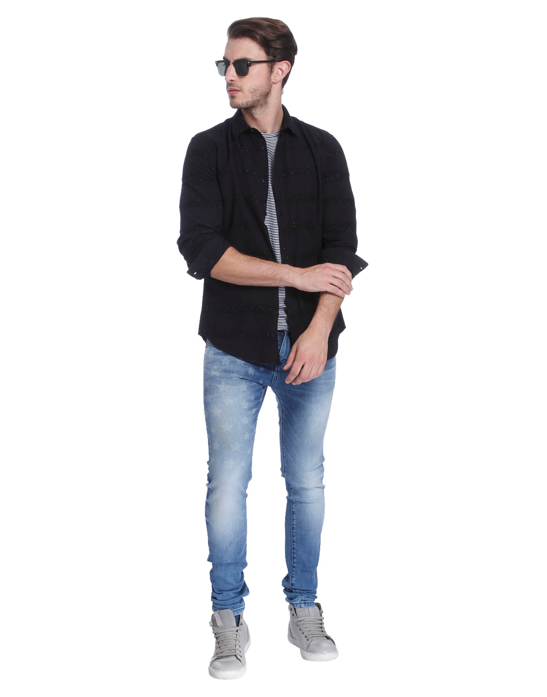 Black Striped Slim Fit Shirt